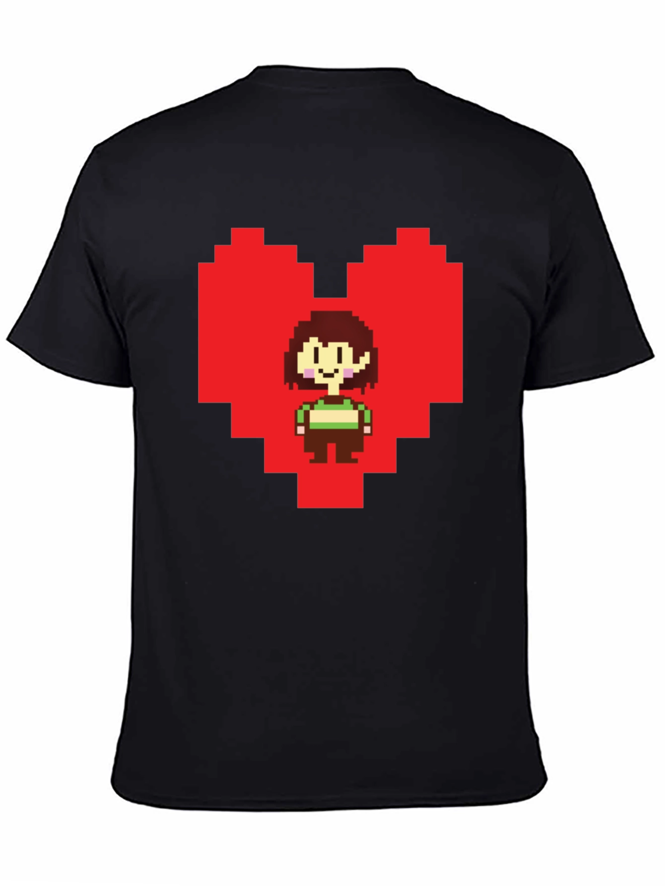 Undertale Chara Pixel Heart Black T-Shirt