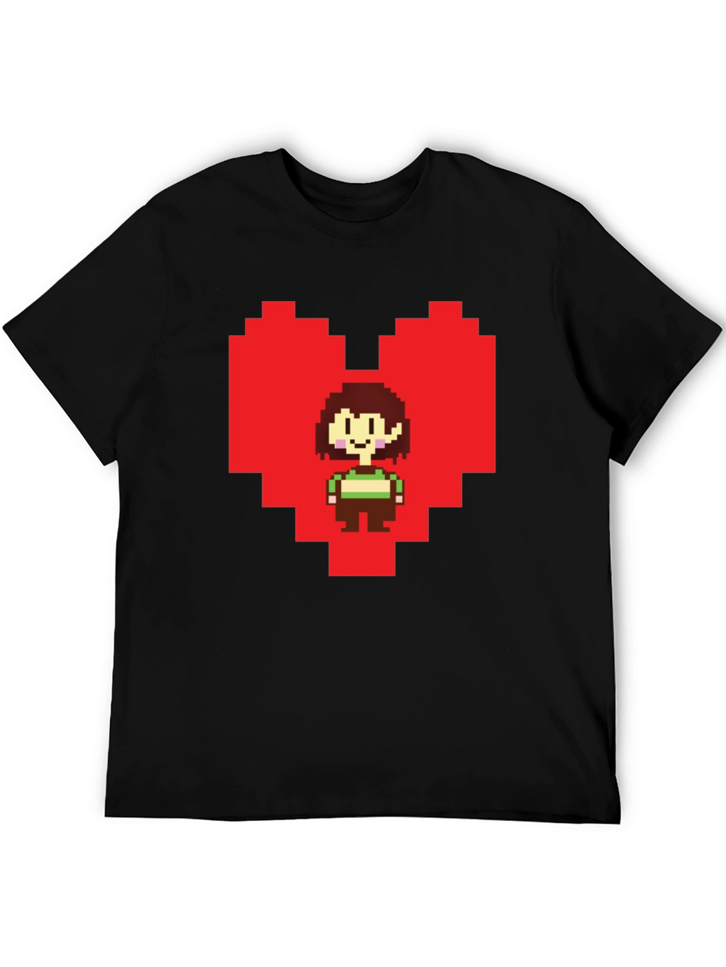 Undertale Chara Pixel Heart Black T-Shirt