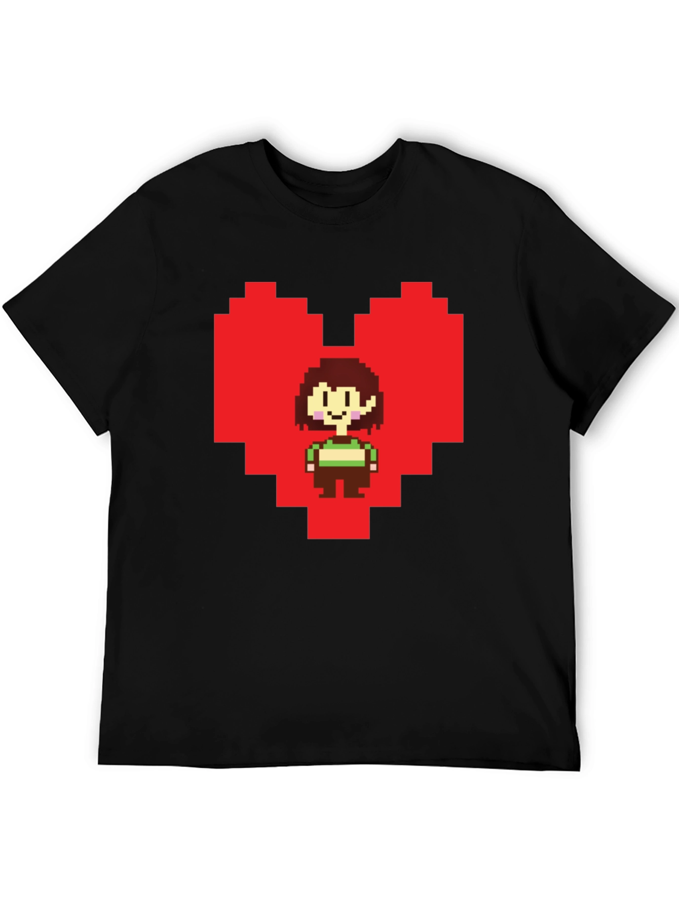 Undertale Chara Pixel Heart Black T-Shirt