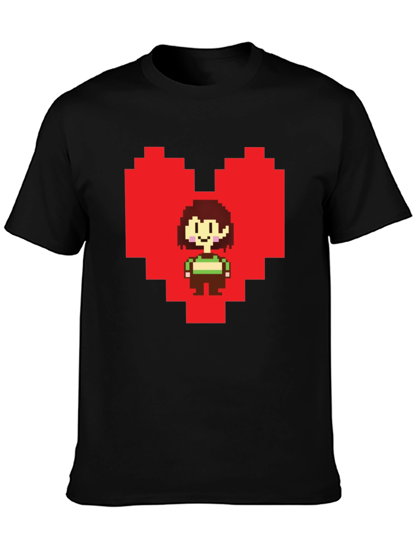 Undertale Chara Pixel Heart Black T-Shirt