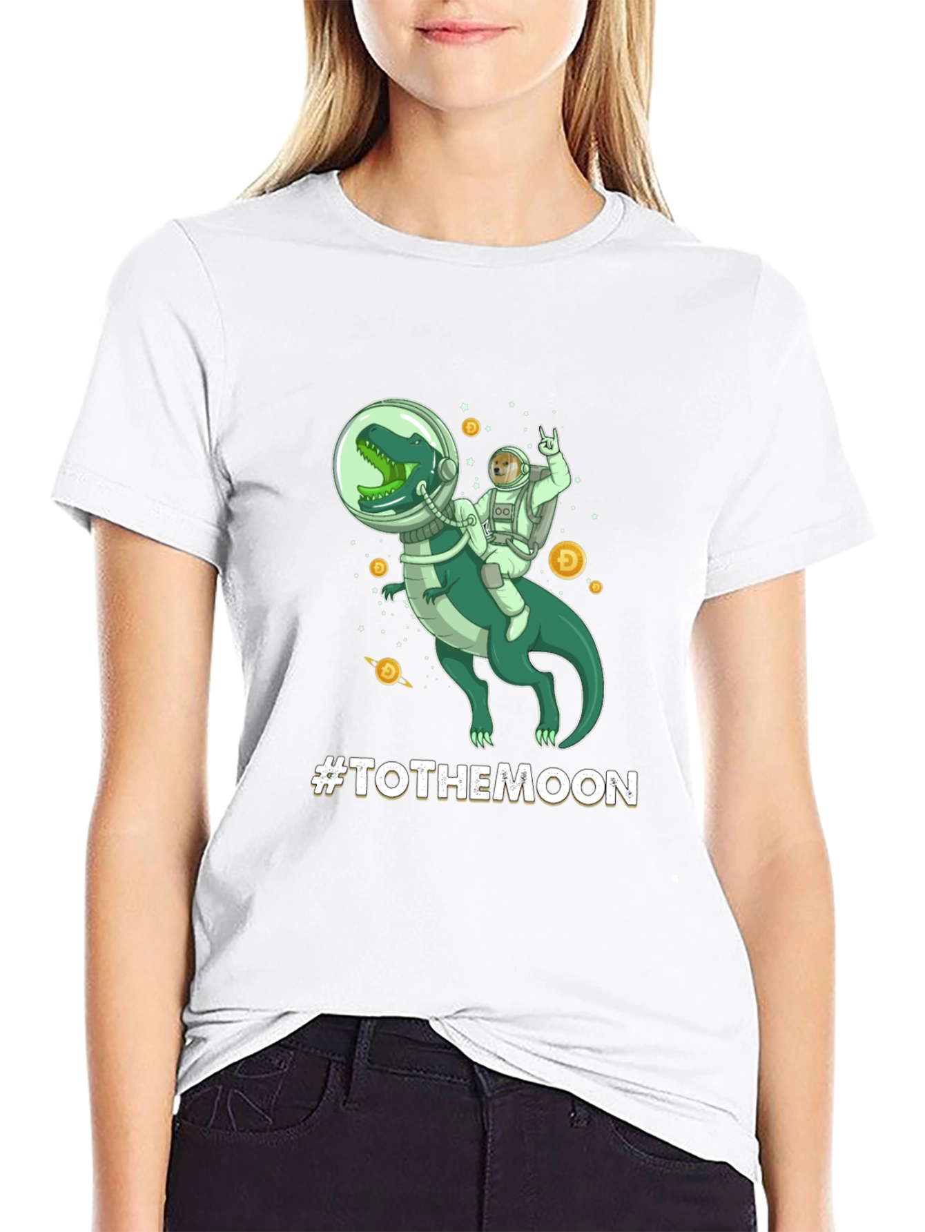 To The Moon Dinosaur Astronaut Graphic Tee