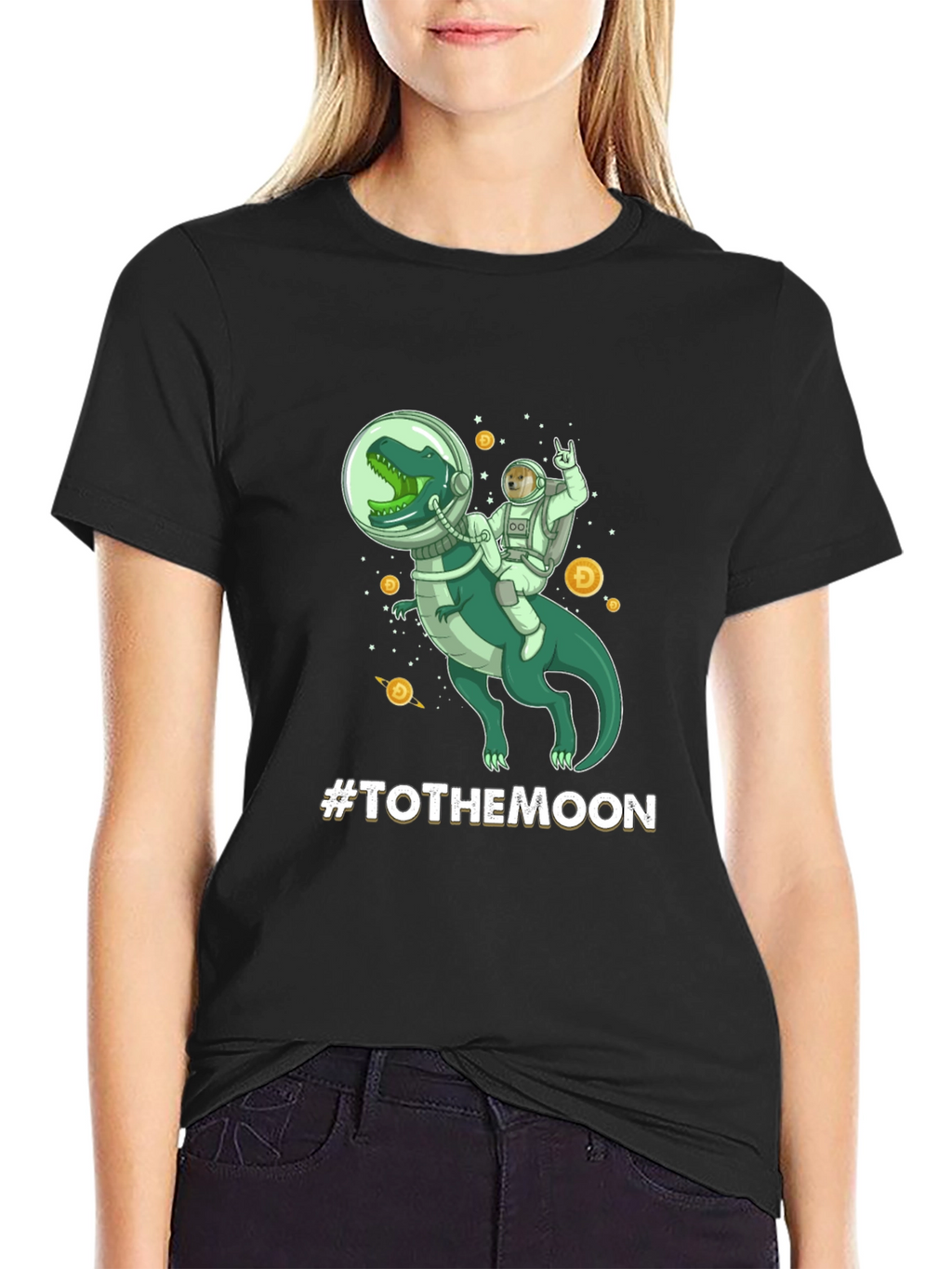 To The Moon Dinosaur Astronaut Graphic Tee