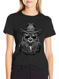 Cool Owl Cowboy T-Shirt - Unique Graphic Tee