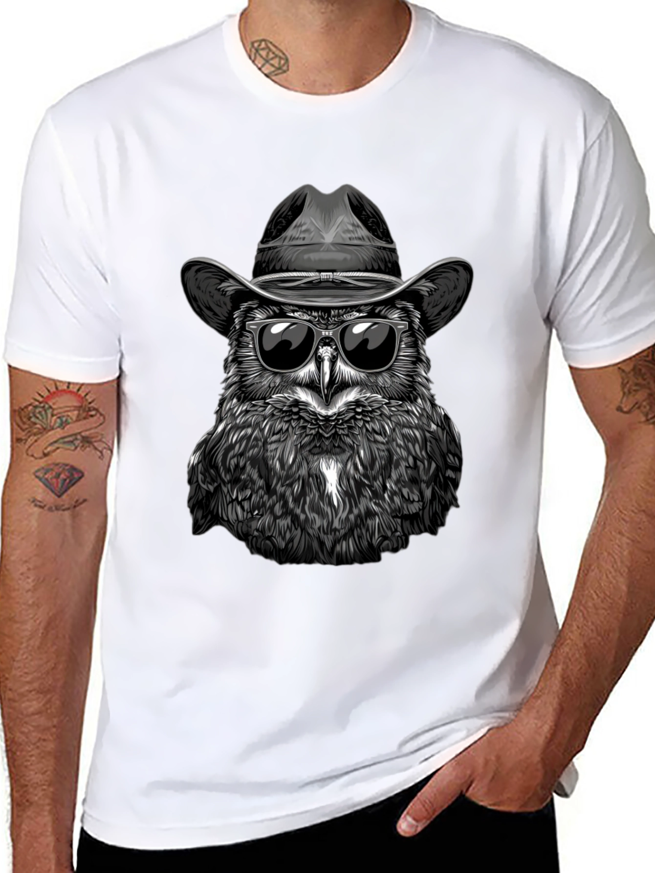 Cool Owl Cowboy T-Shirt - Unique Graphic Tee