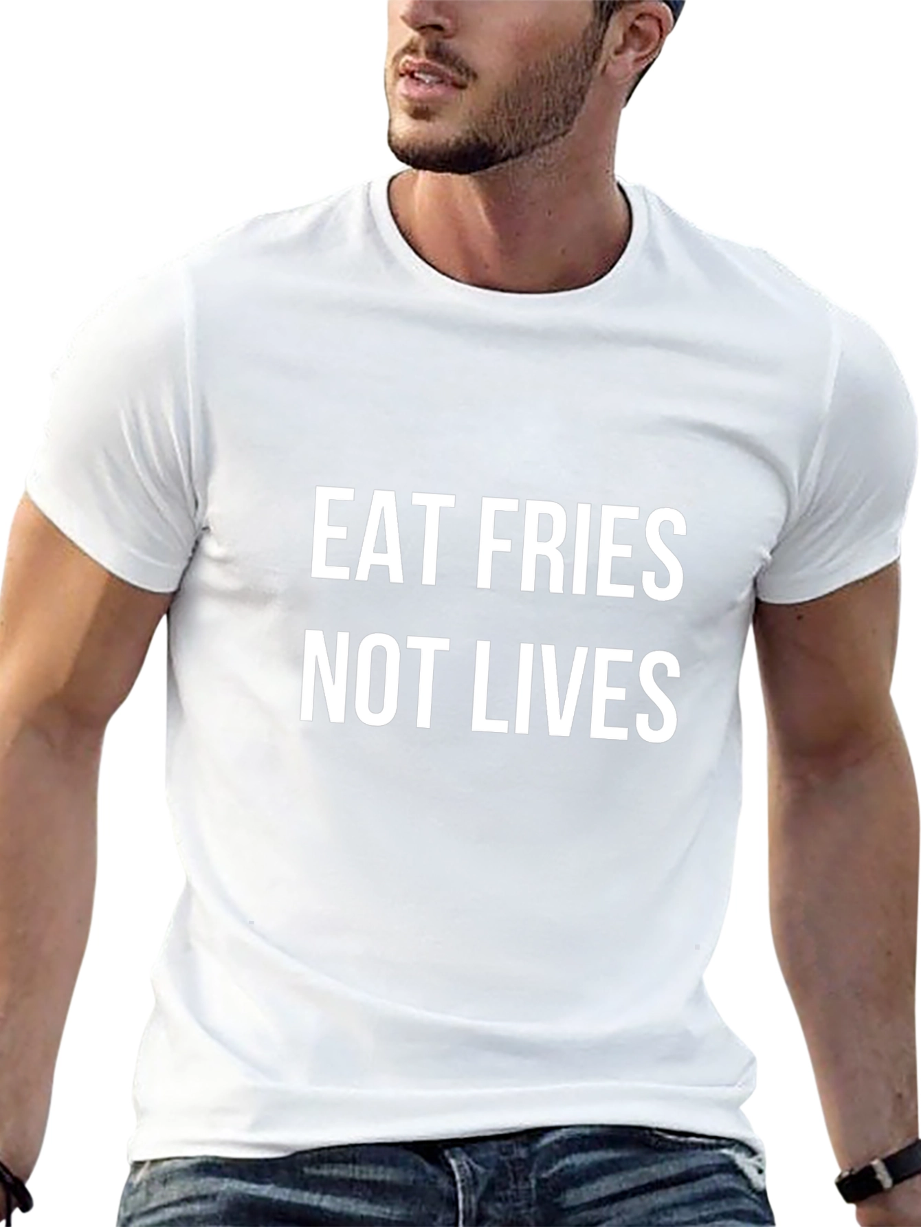 Eat Fries Not Lives Black Graphic T-Shirt
