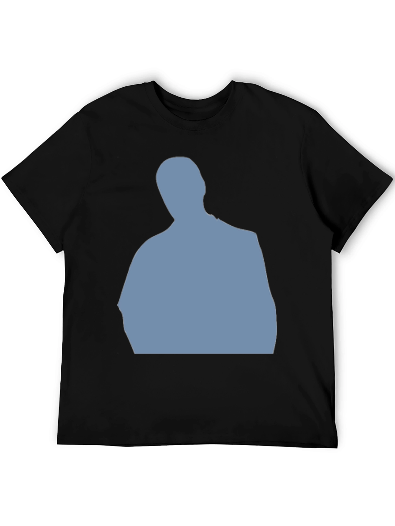 Mens Black T-Shirt with Blue Silhouette Graphic