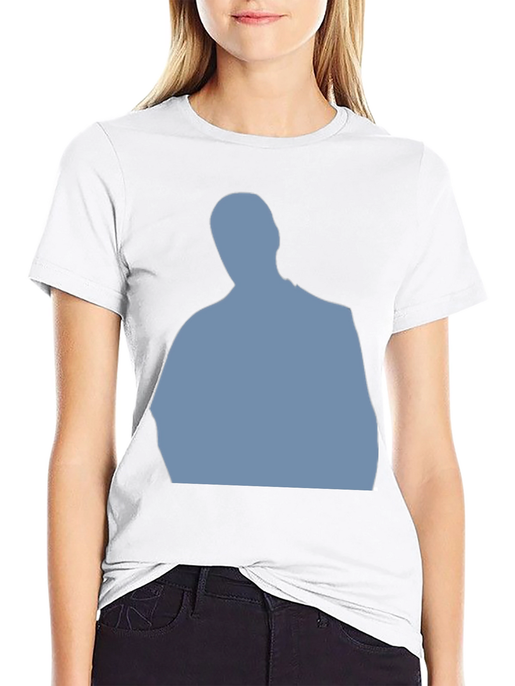 Mens Black T-Shirt with Blue Silhouette Graphic