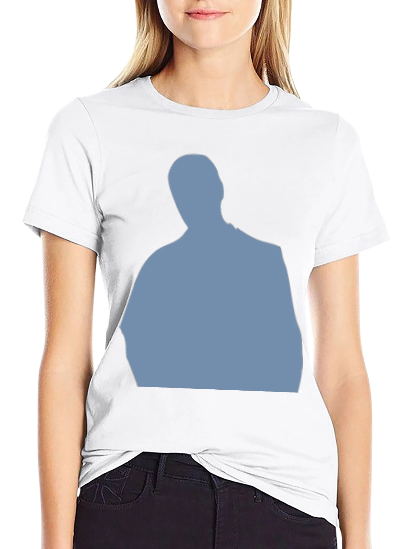 Mens Black T-Shirt with Blue Silhouette Graphic