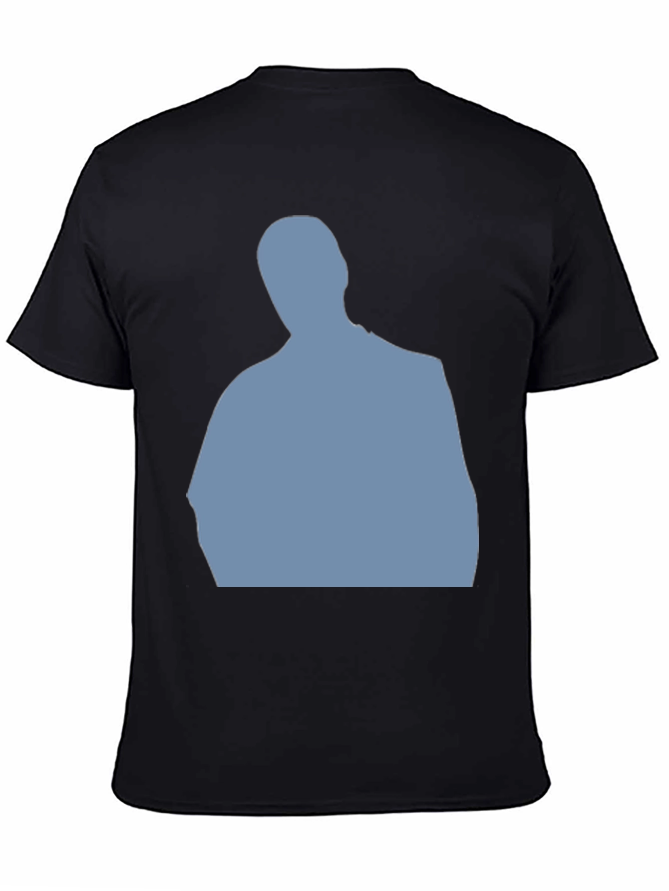 Mens Black T-Shirt with Blue Silhouette Graphic