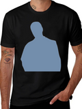 Mens Black T-Shirt with Blue Silhouette Graphic