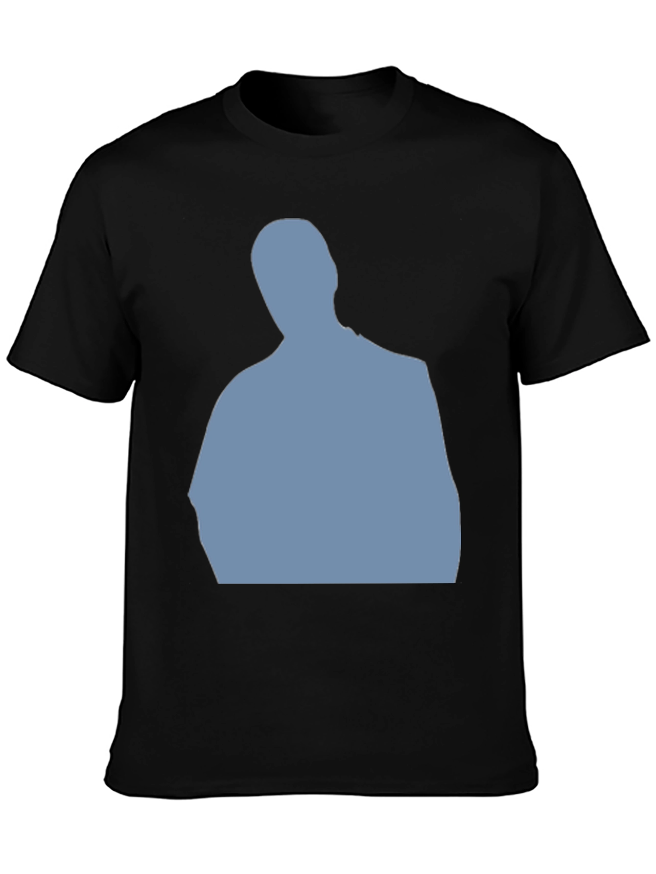 Mens Black T-Shirt with Blue Silhouette Graphic