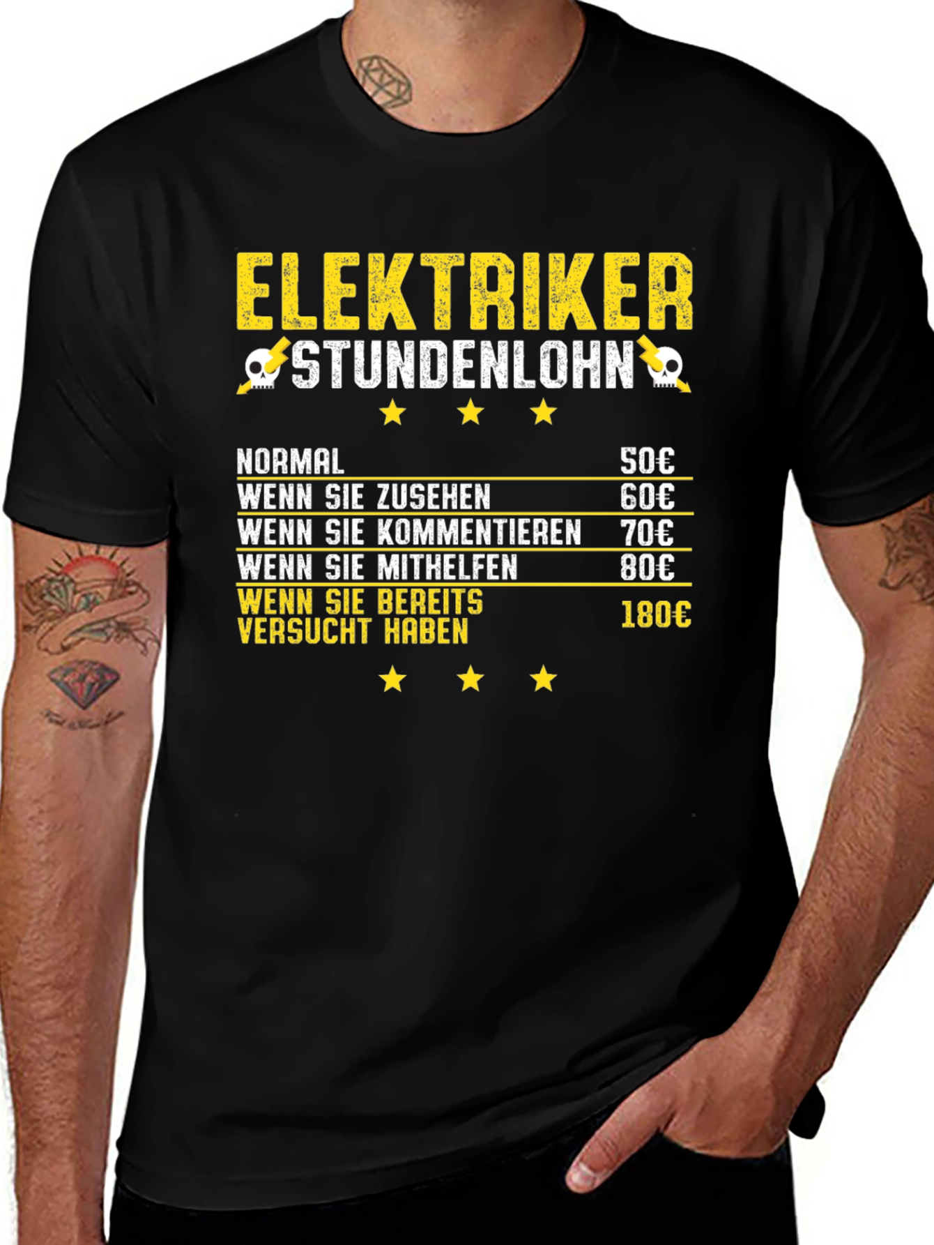 Electrician Hourly Rate Humor Black T-Shirt