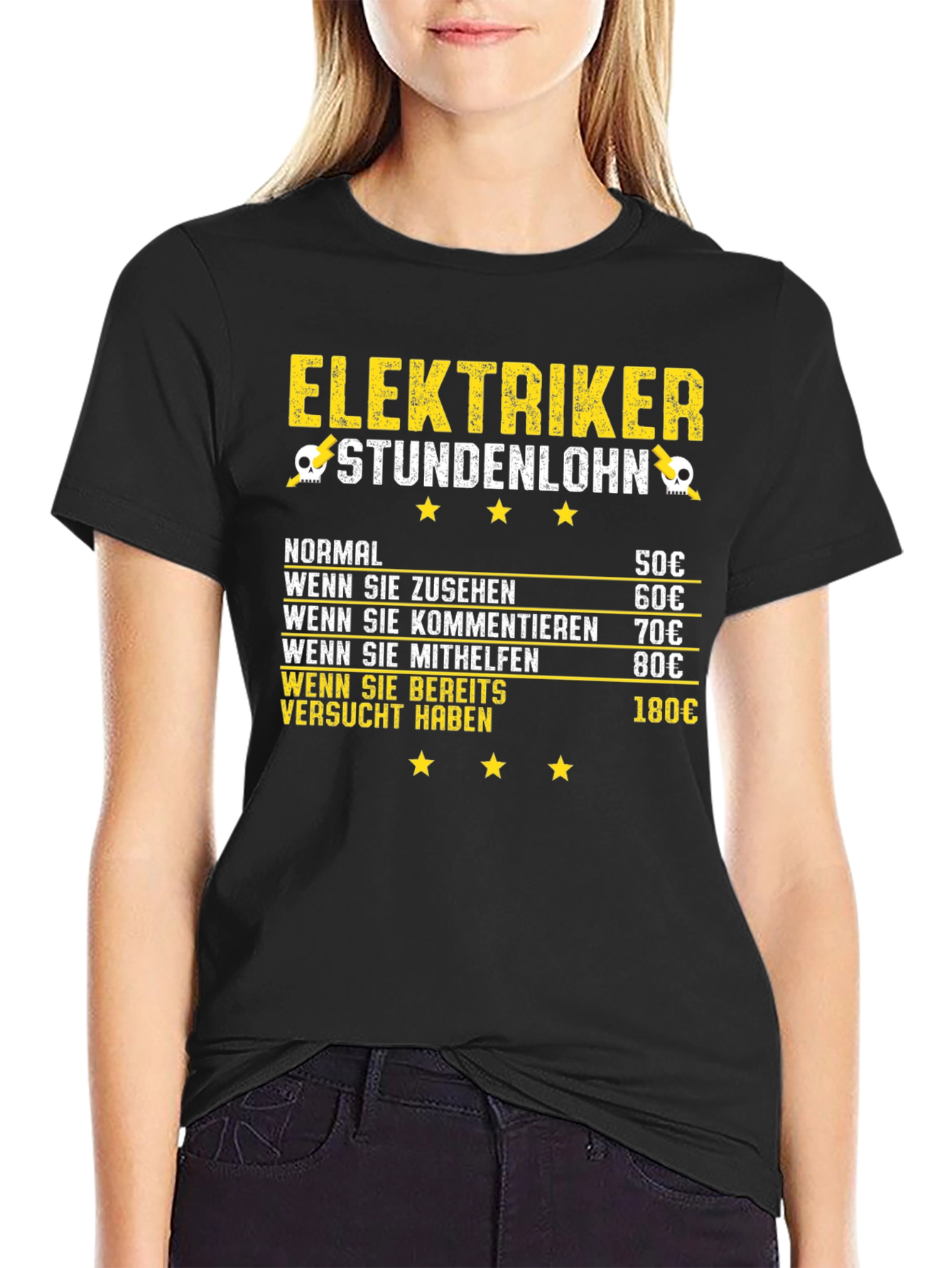 Electrician Hourly Rate Humor Black T-Shirt
