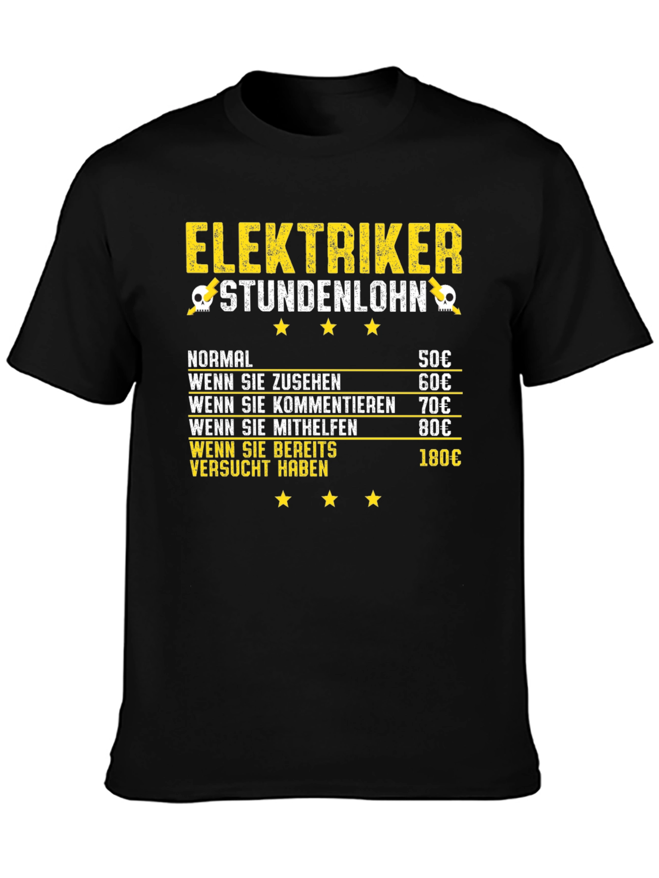 Electrician Hourly Rate Humor Black T-Shirt
