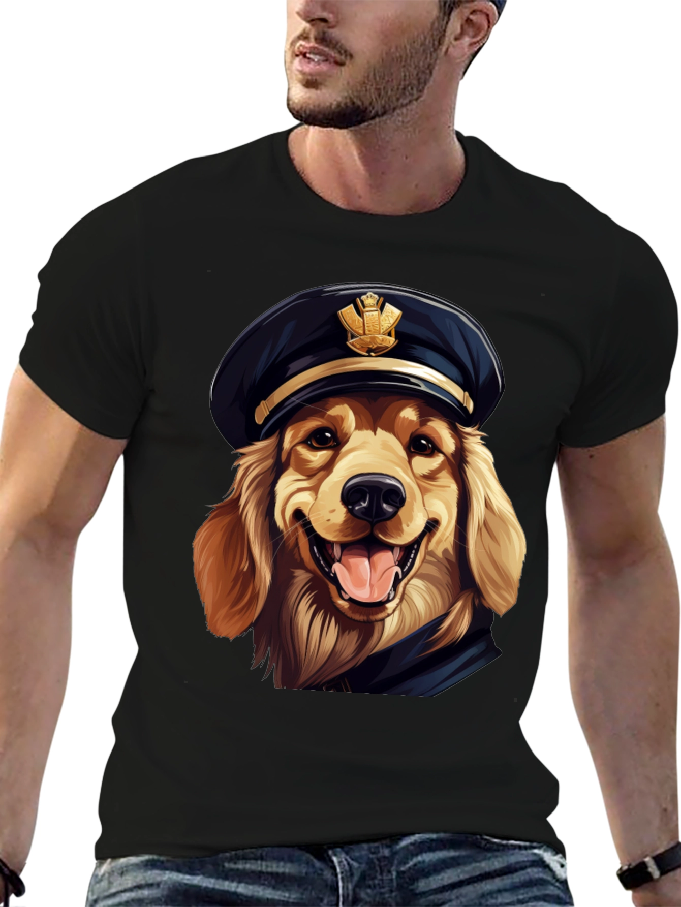 Captain Golden Retriever T-Shirt – Funny Sailor Dog Graphic Tee