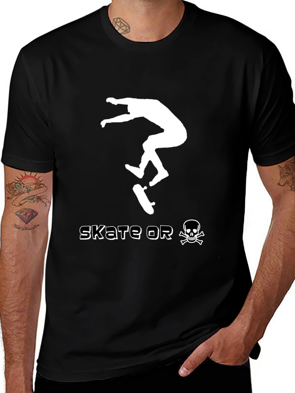 Skate or Die Black Graphic Tee