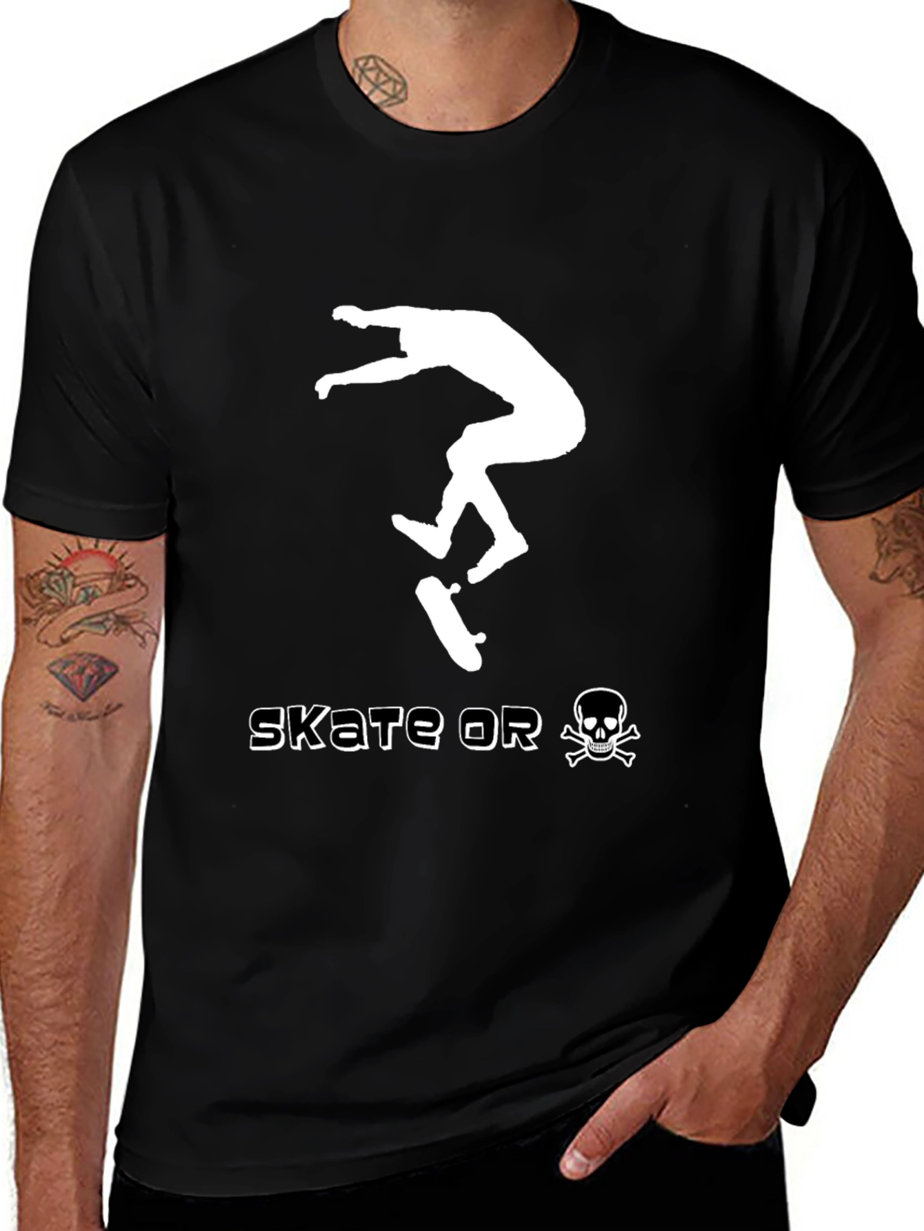 Skate or Die Black Graphic Tee