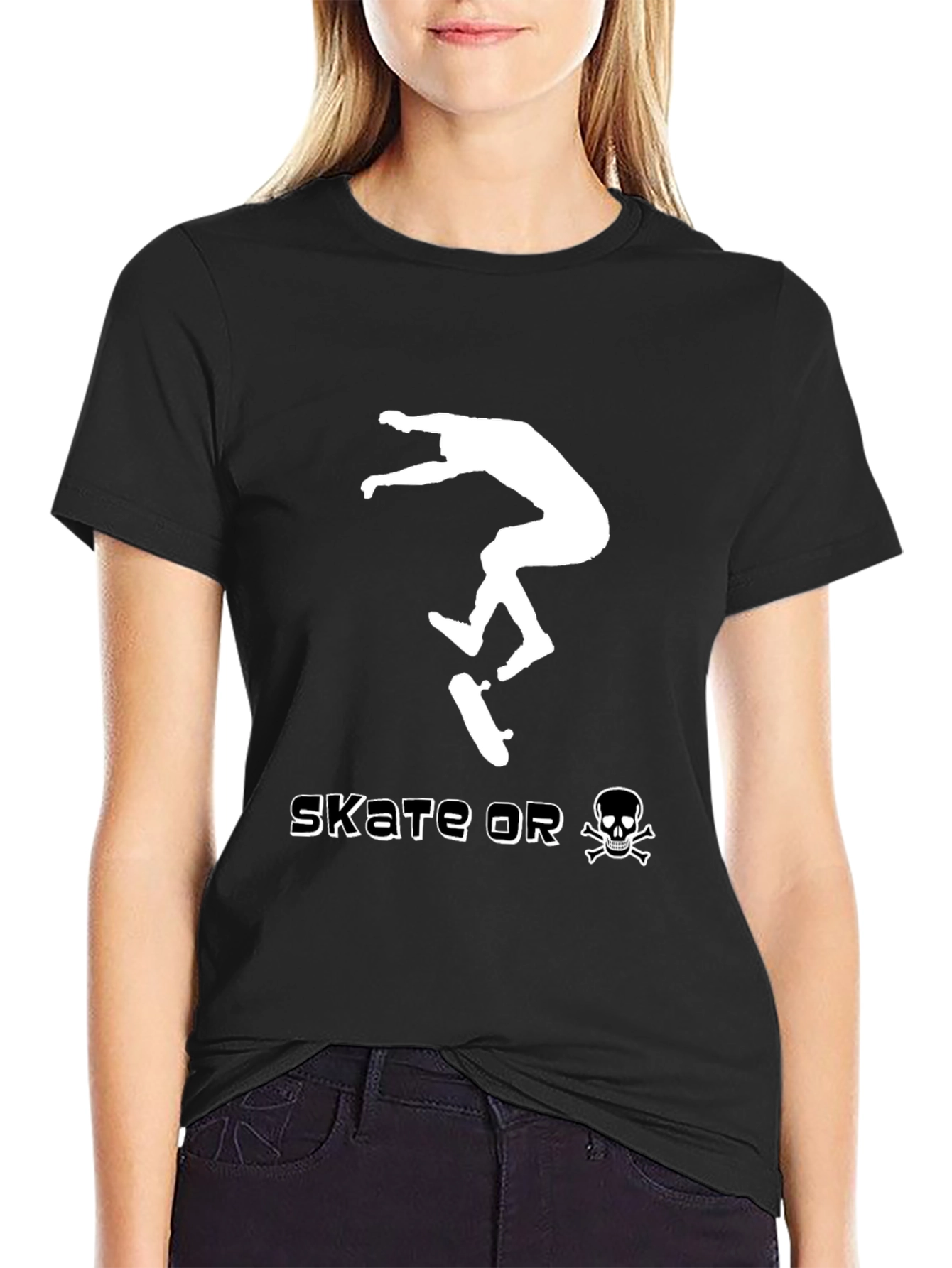 Skate or Die Black Graphic Tee