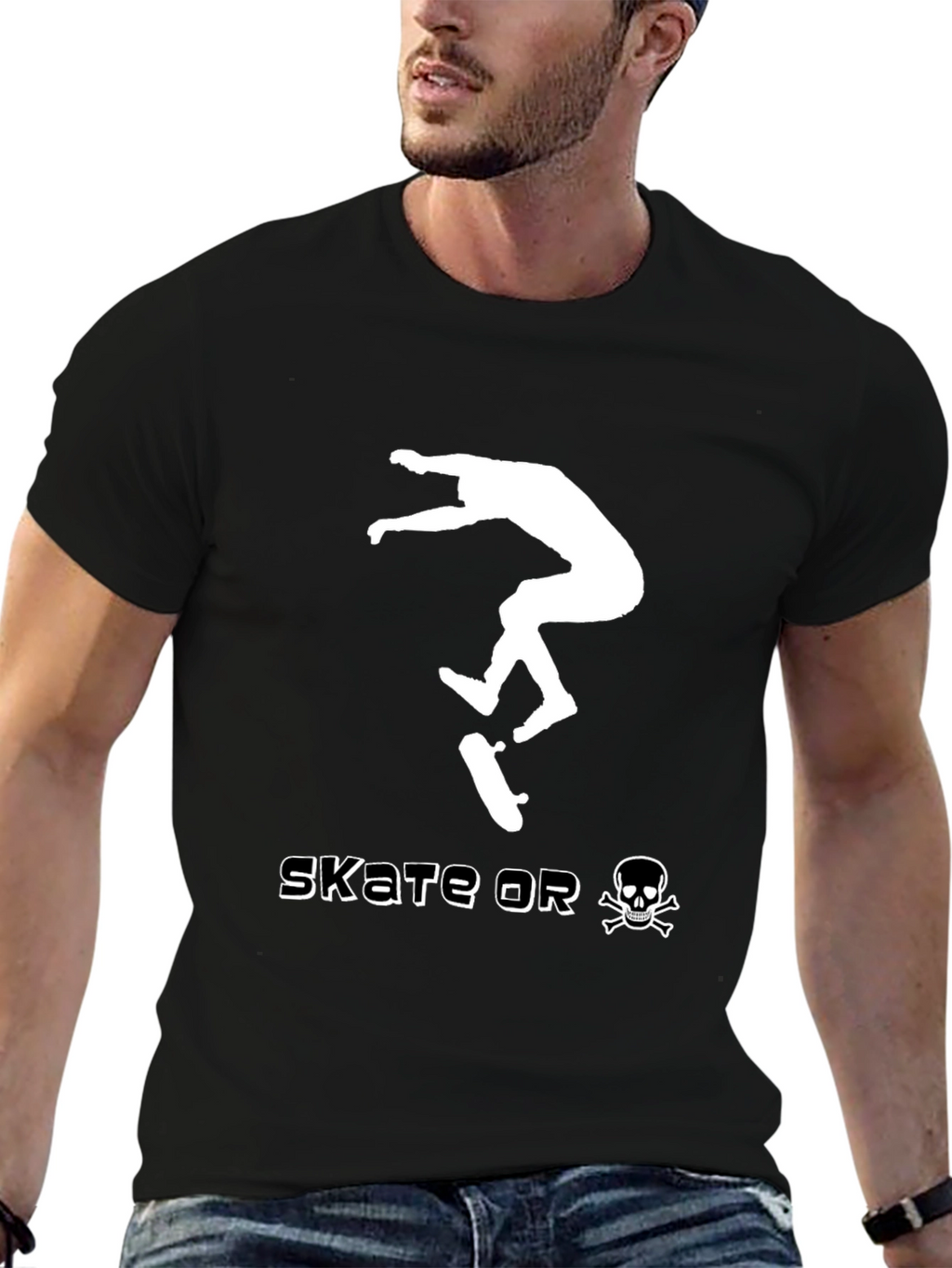 Skate or Die Black Graphic Tee
