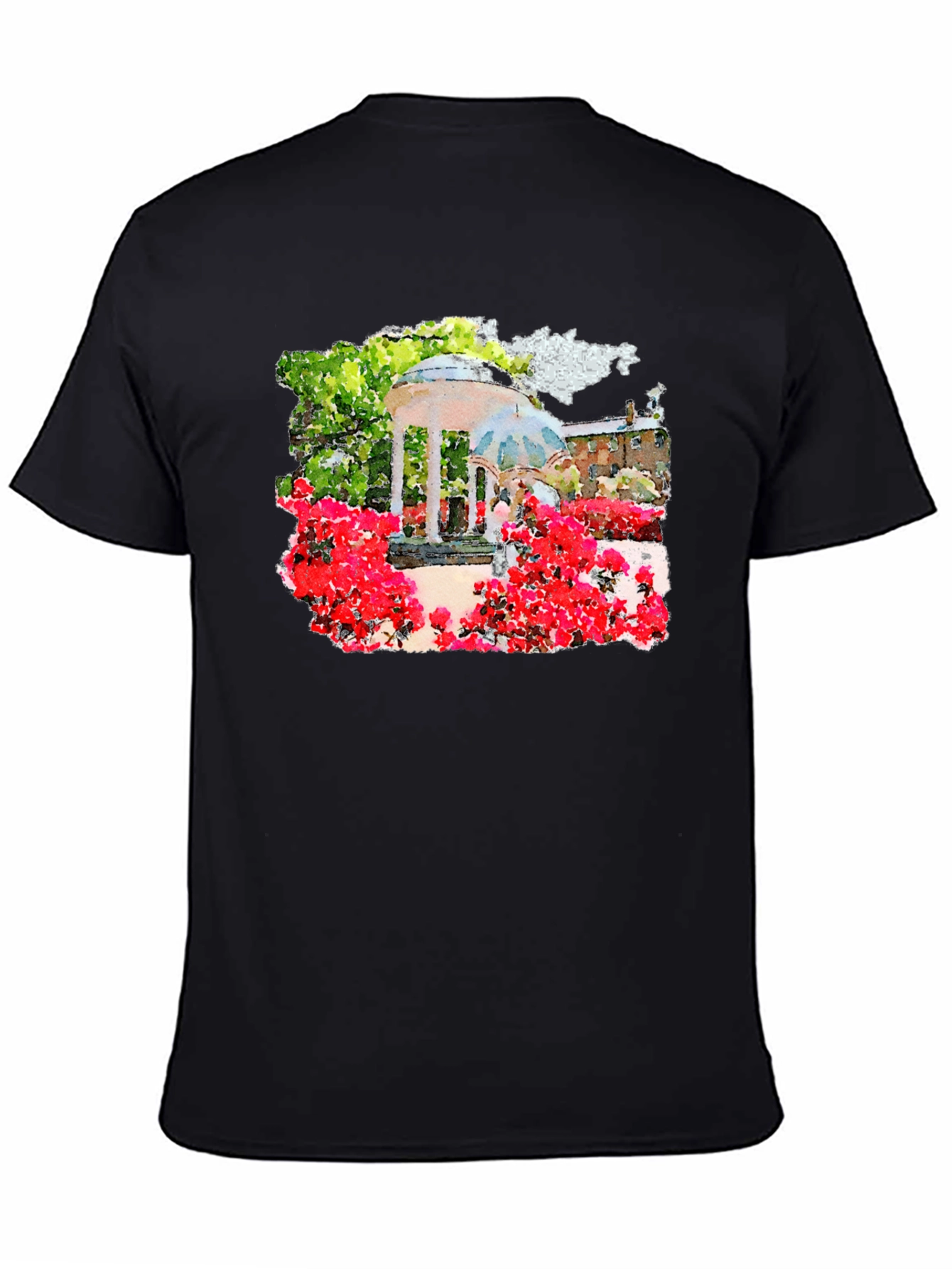 Chapel Hill Watercolor Art Black T-Shirt