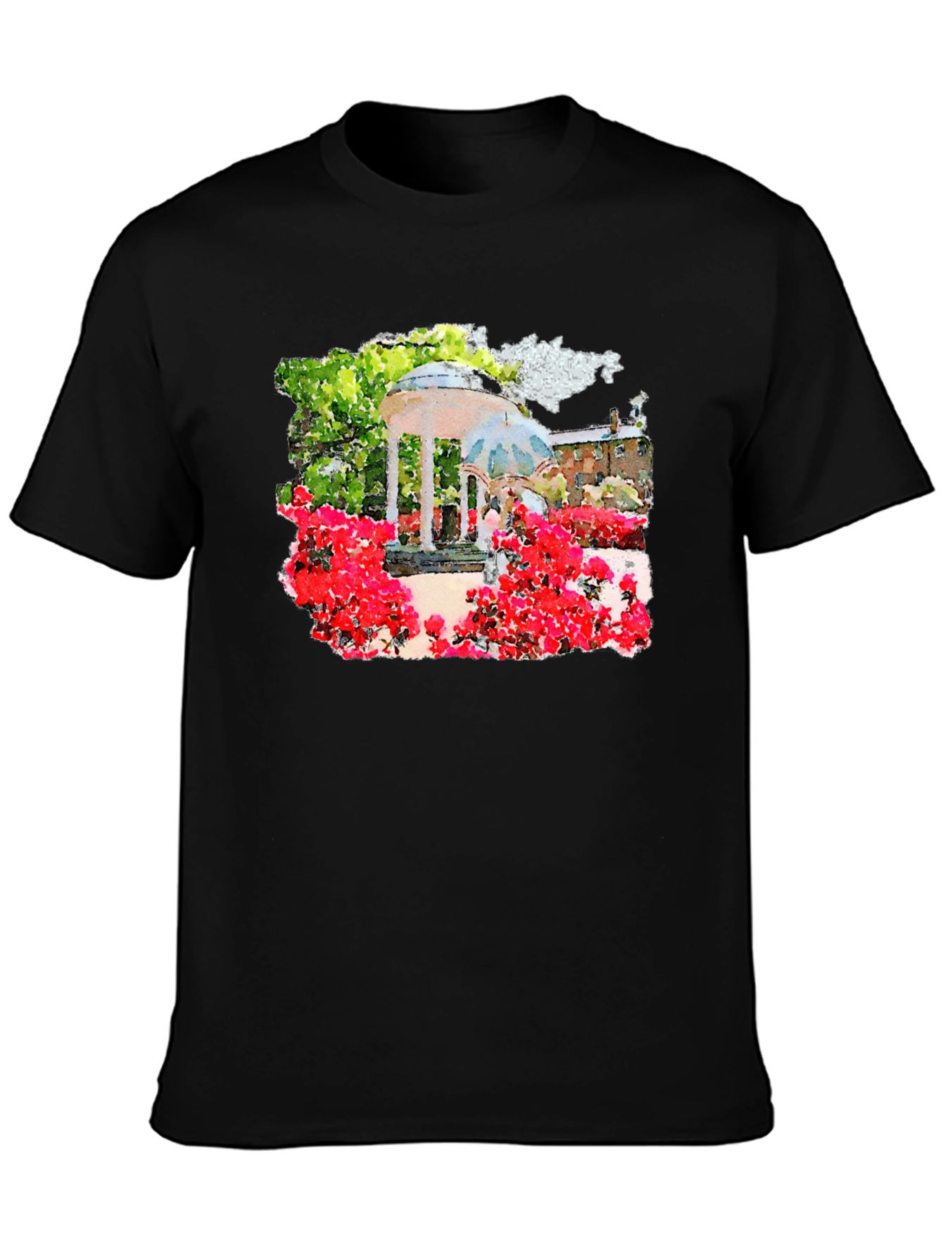 Chapel Hill Watercolor Art Black T-Shirt