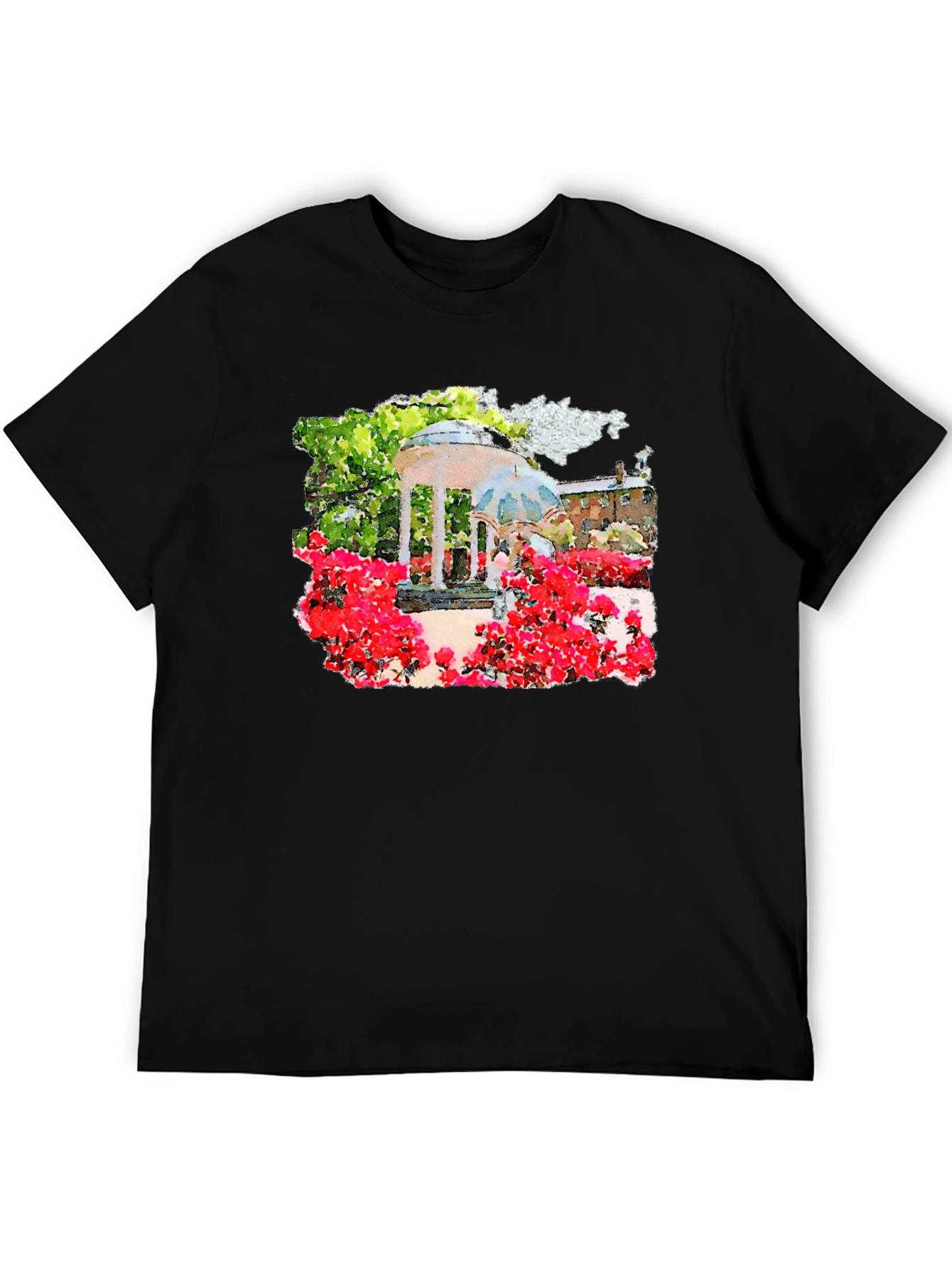 Chapel Hill Watercolor Art Black T-Shirt