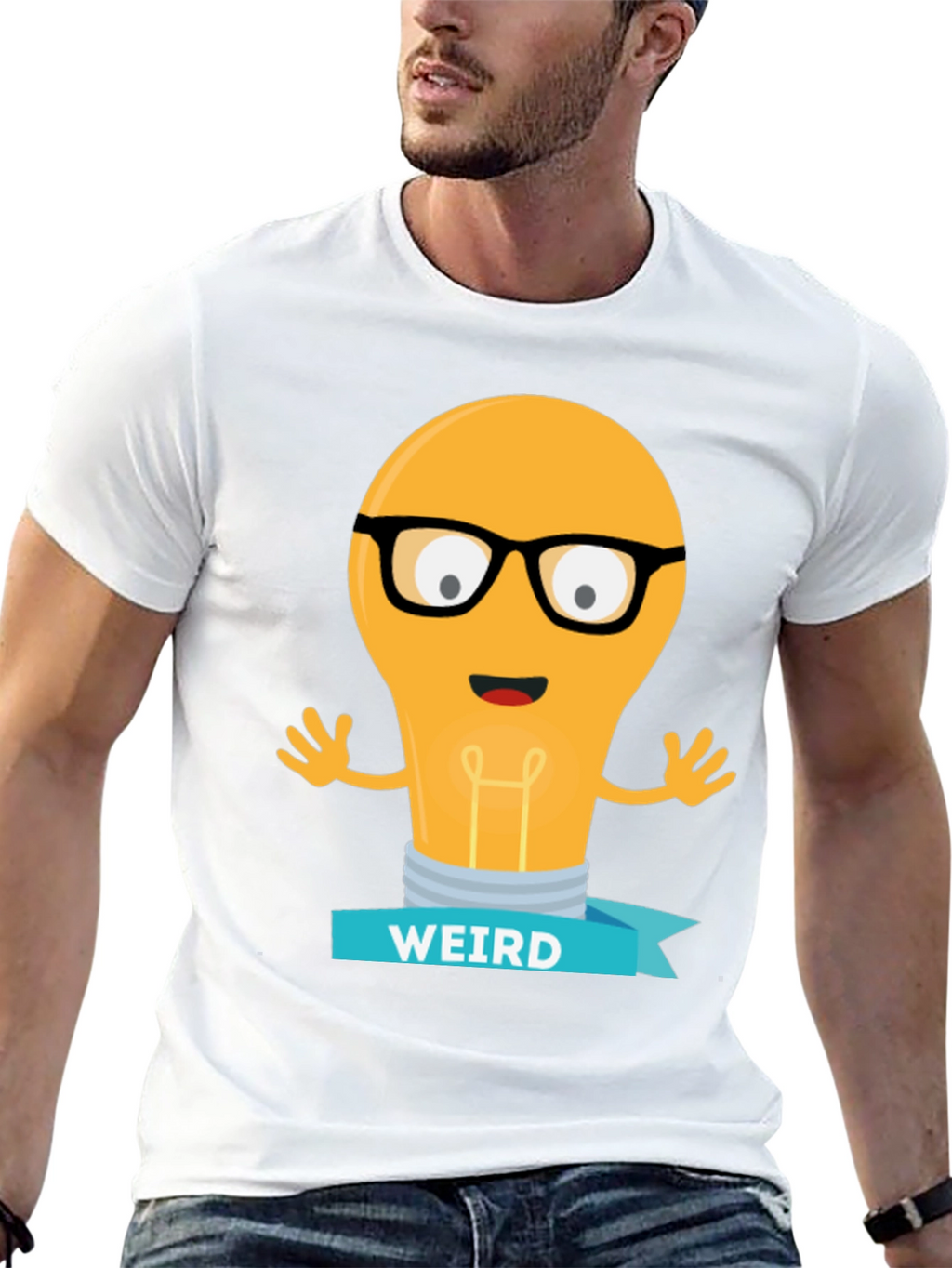 Weird Lightbulb Graphic Tee - Black Cotton Shirt