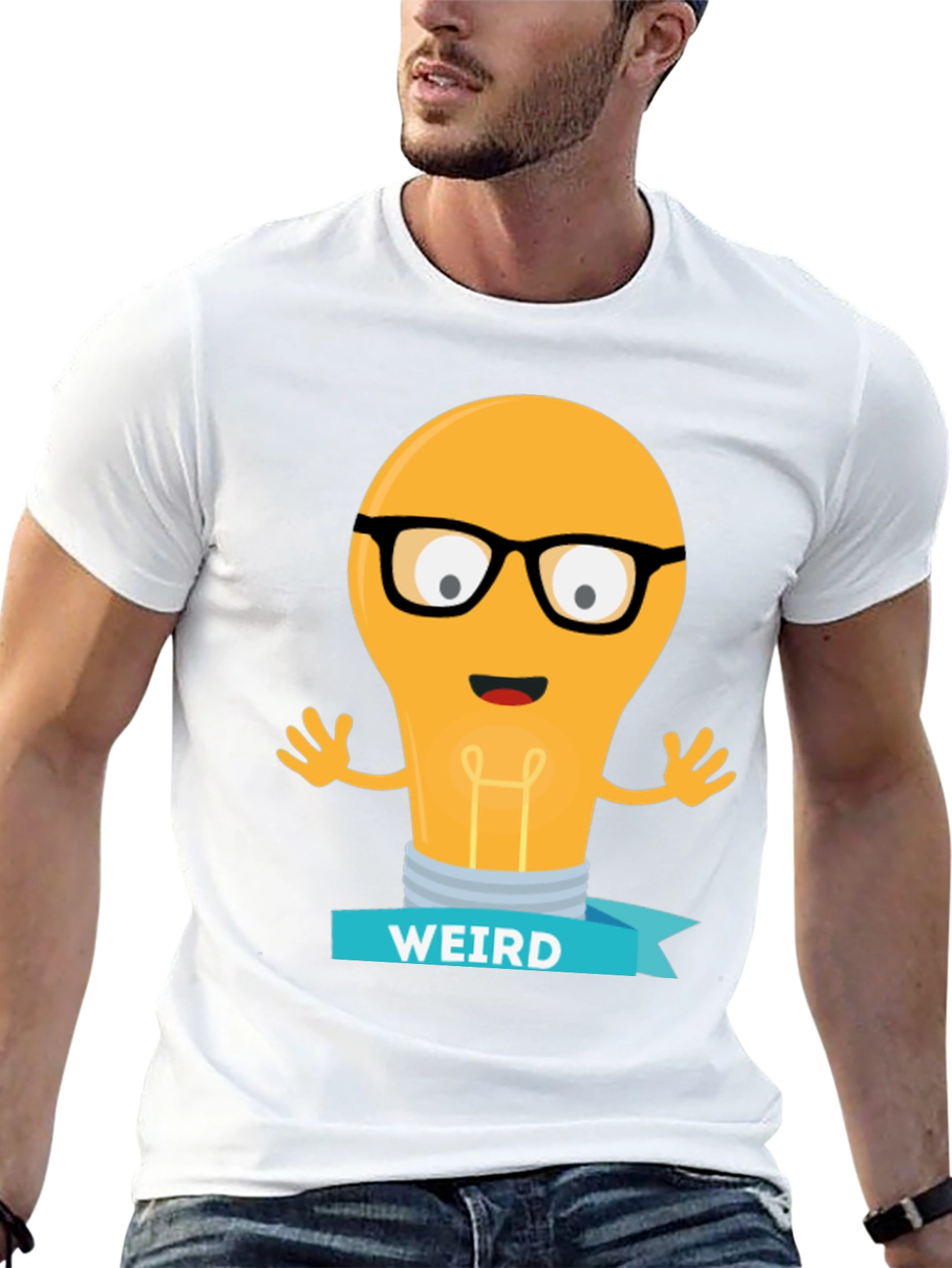Weird Lightbulb Graphic Tee - Black Cotton Shirt