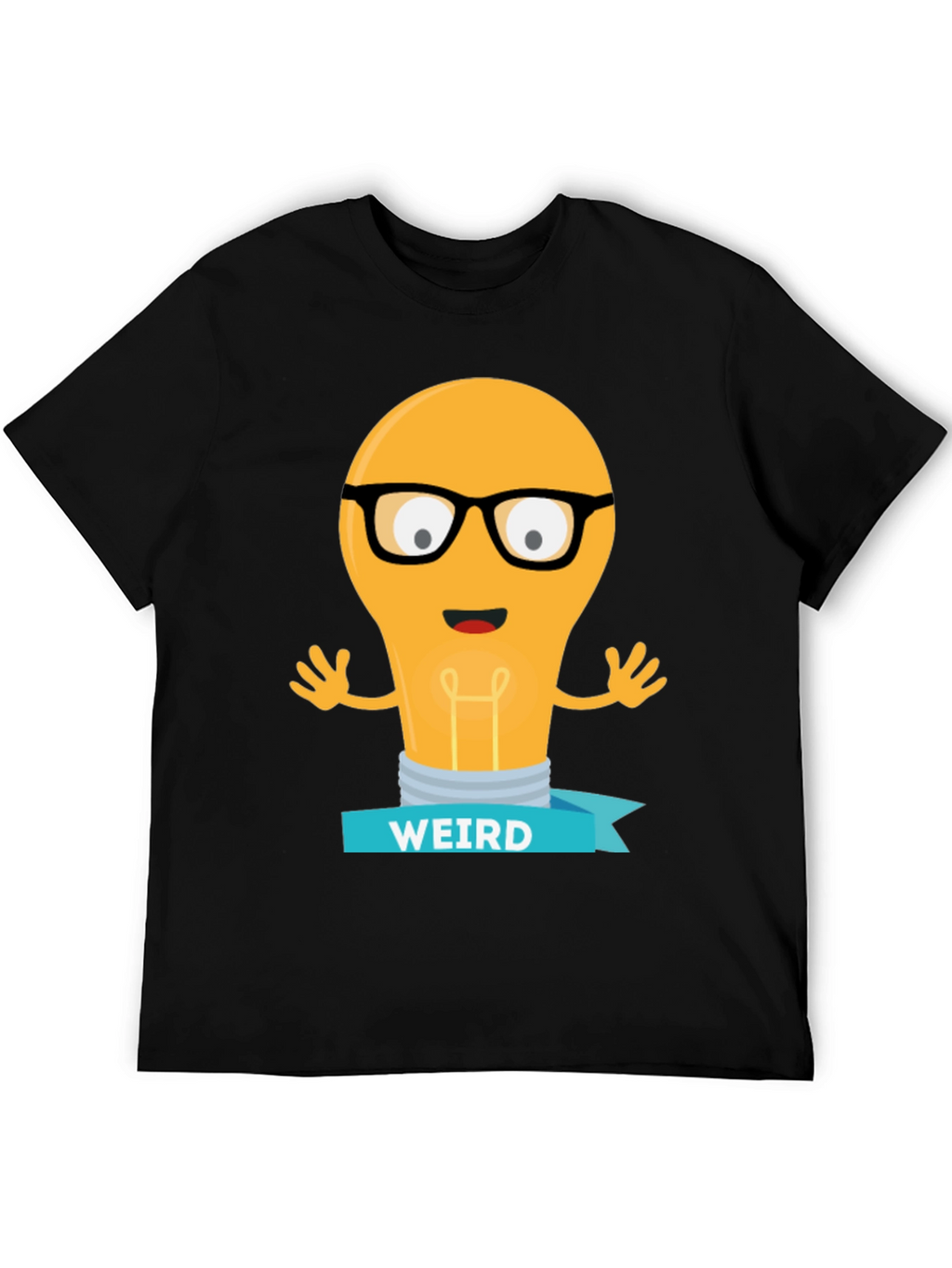 Weird Lightbulb Graphic Tee - Black Cotton Shirt