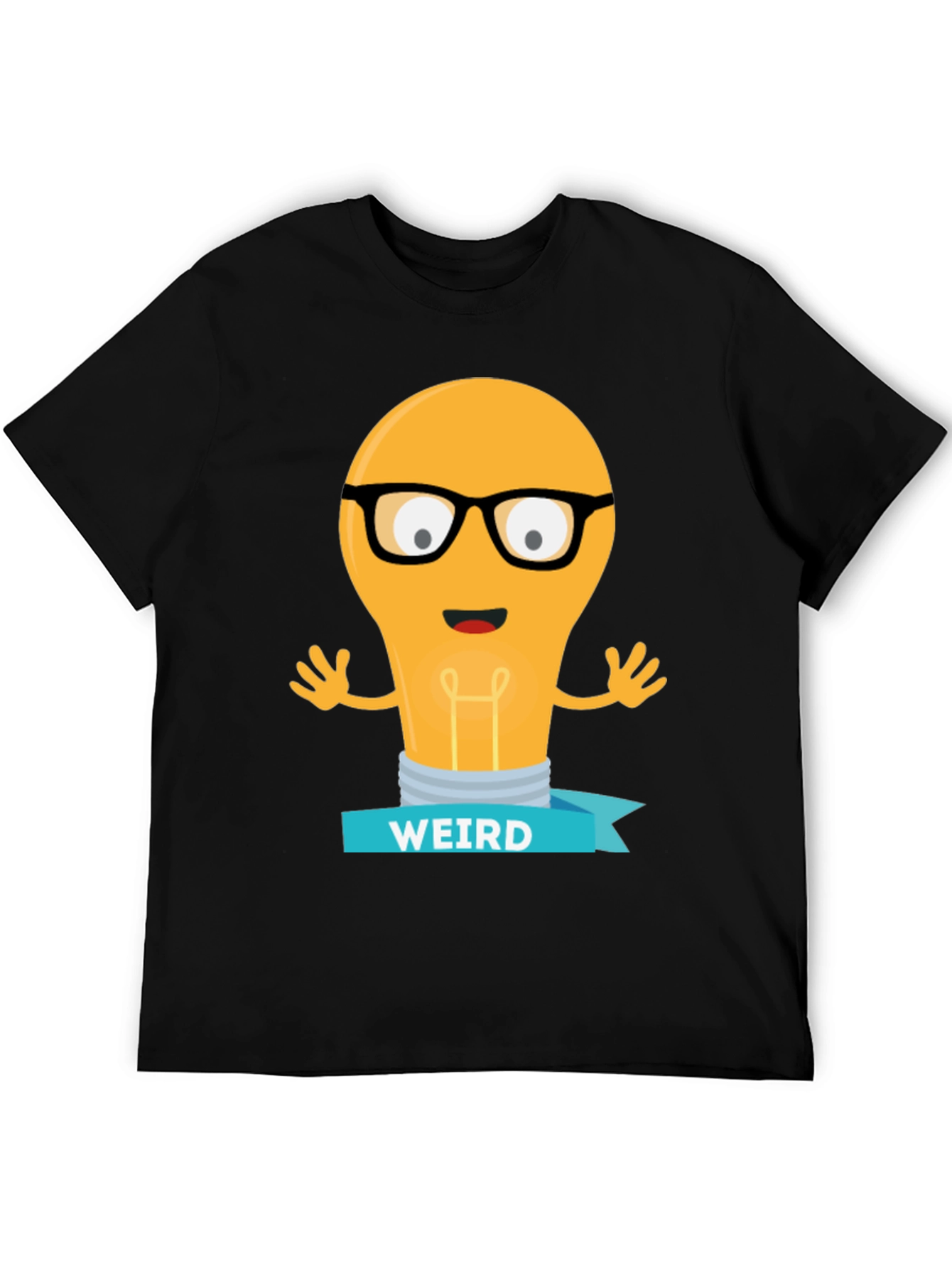 Weird Lightbulb Graphic Tee - Black Cotton Shirt