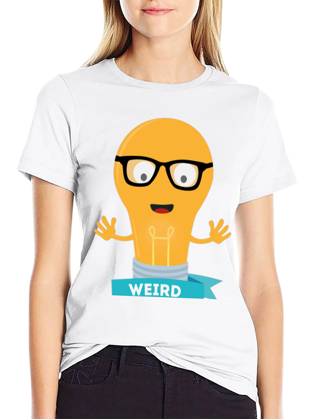 Weird Lightbulb Graphic Tee - Black Cotton Shirt