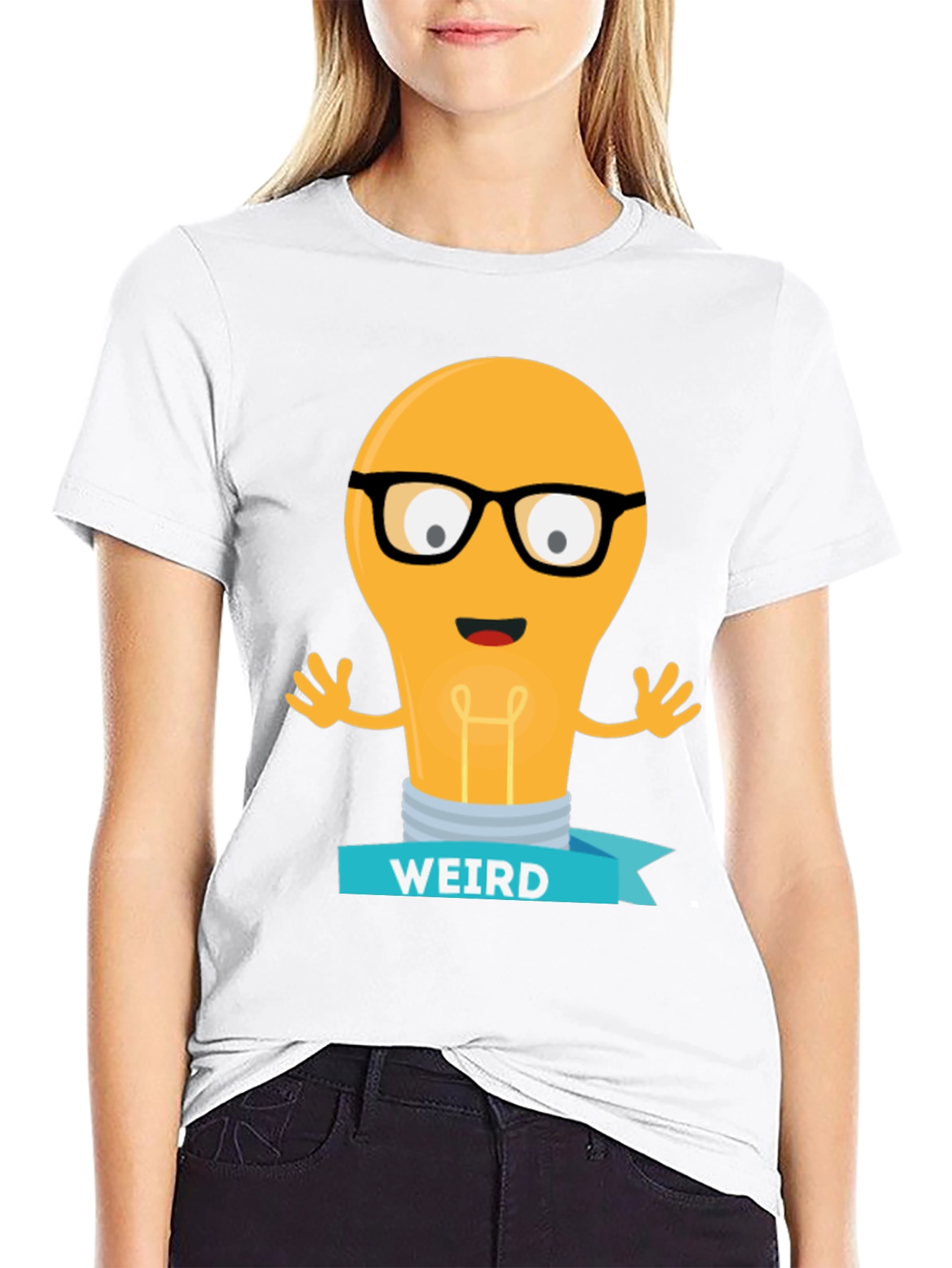 Weird Lightbulb Graphic Tee - Black Cotton Shirt