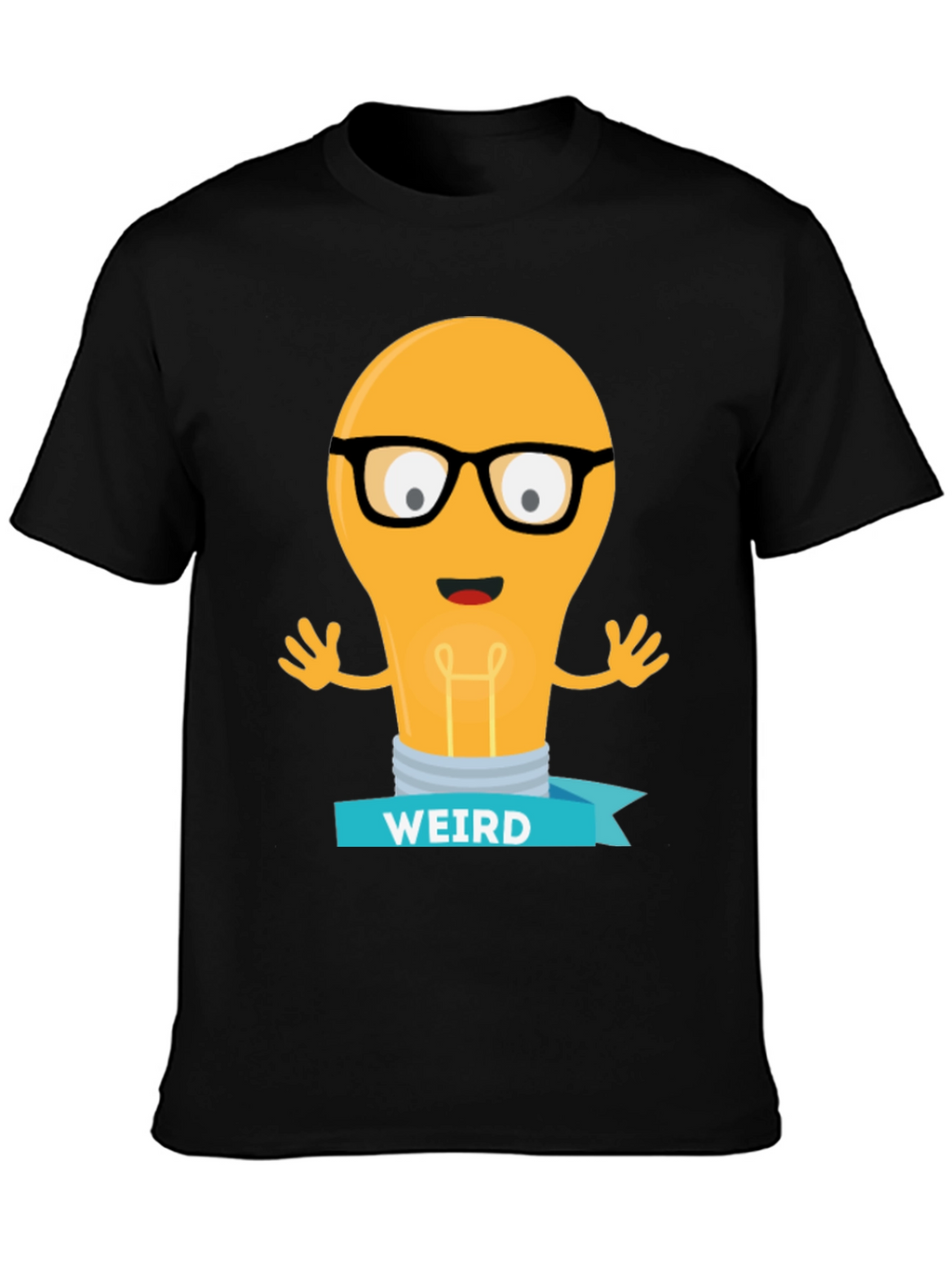 Weird Lightbulb Graphic Tee - Black Cotton Shirt