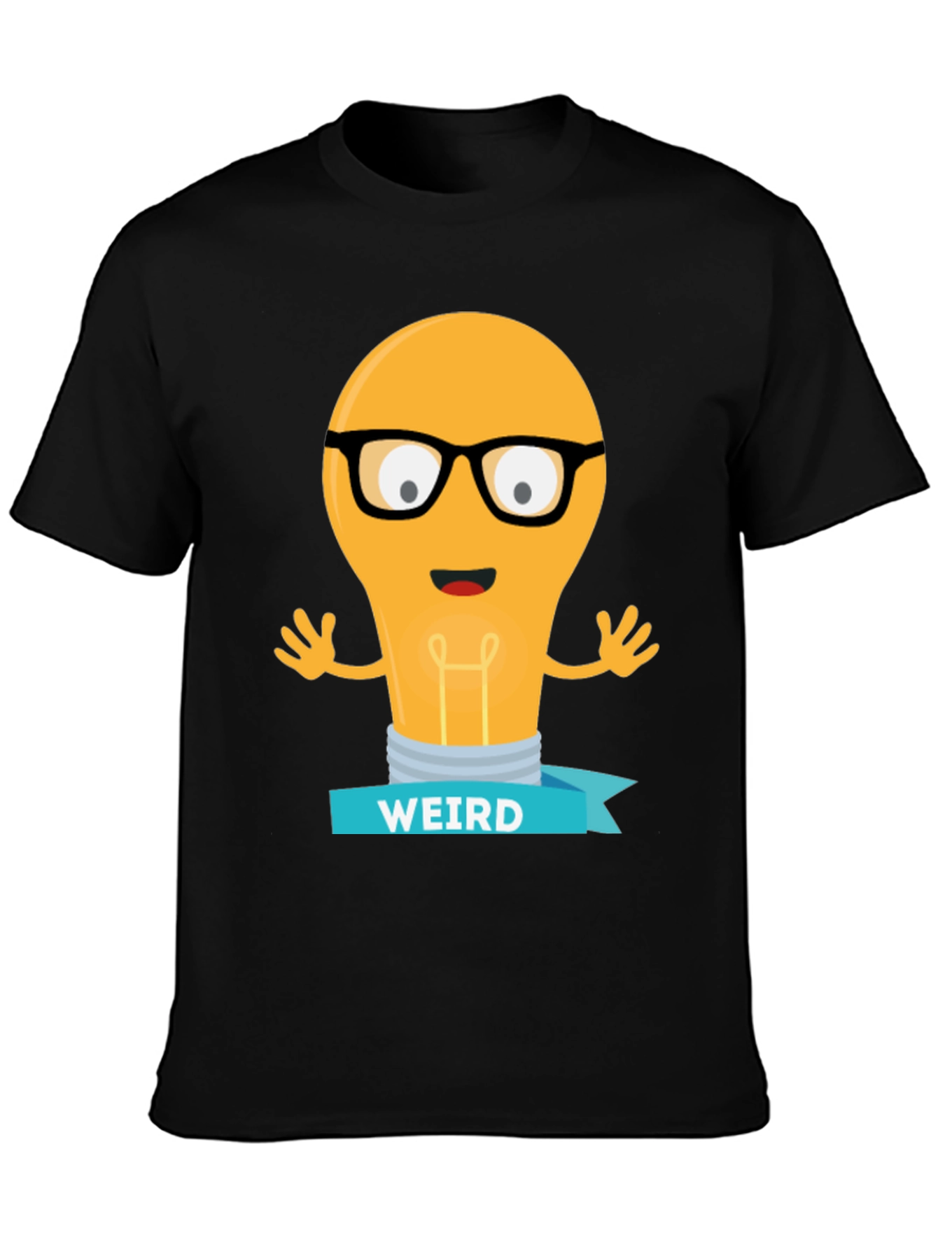 Weird Lightbulb Graphic Tee - Black Cotton Shirt