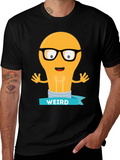 Weird Lightbulb Graphic Tee - Black Cotton Shirt