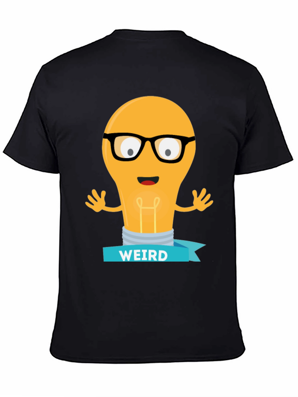 Weird Lightbulb Graphic Tee - Black Cotton Shirt