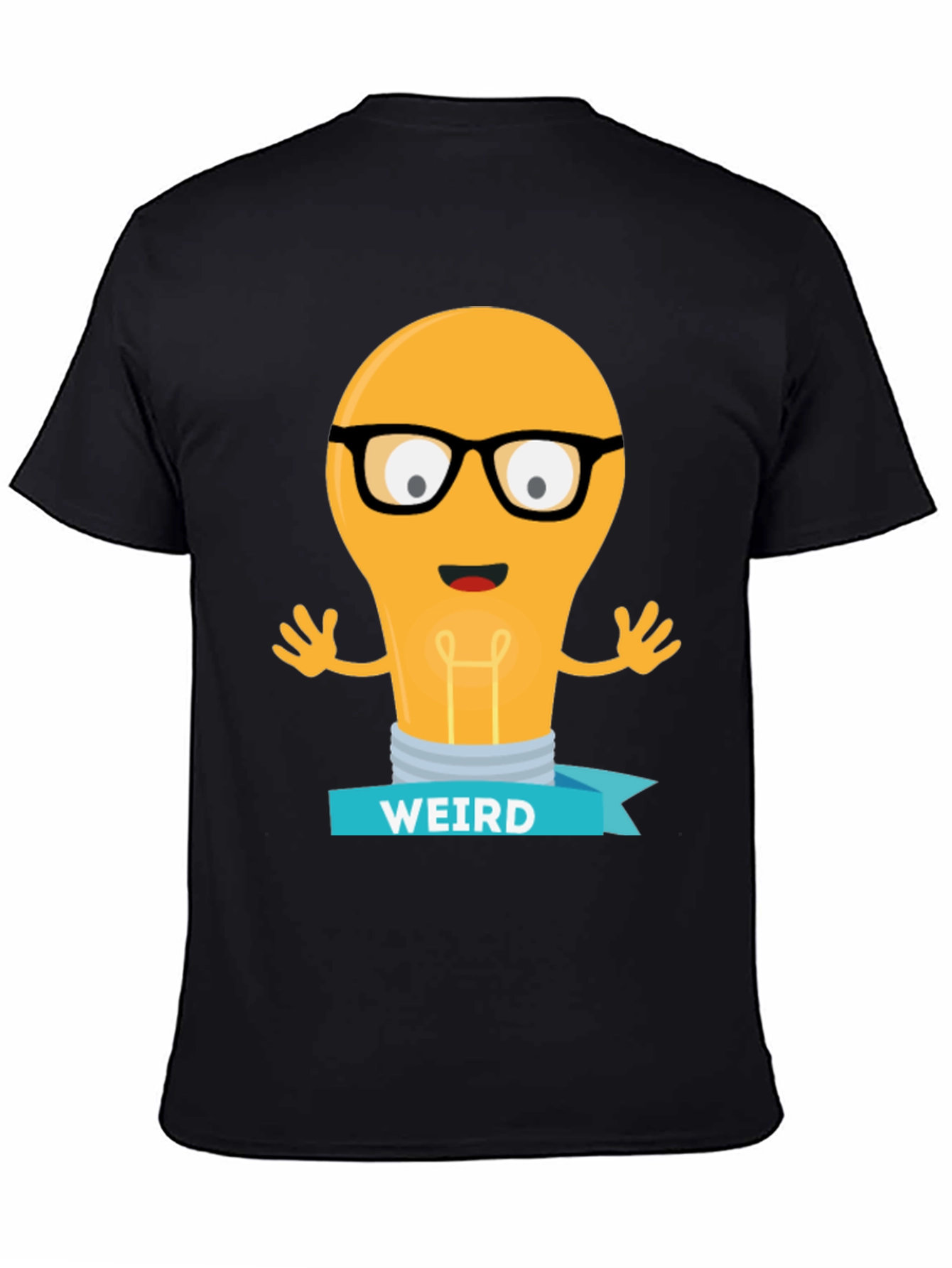 Weird Lightbulb Graphic Tee - Black Cotton Shirt