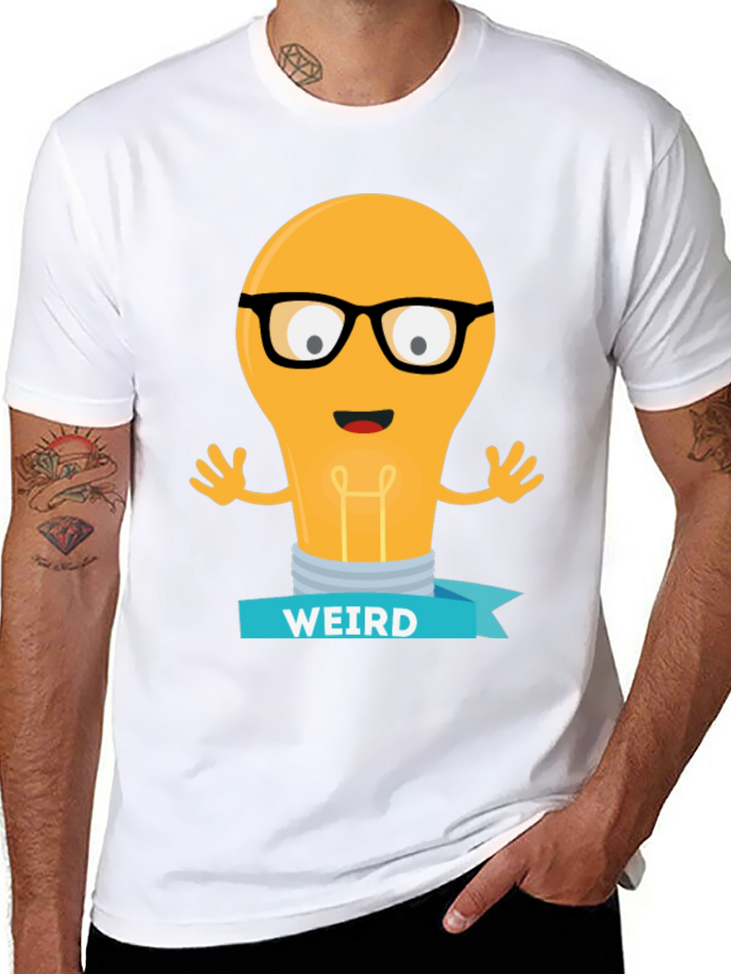 Weird Lightbulb Graphic Tee - Black Cotton Shirt