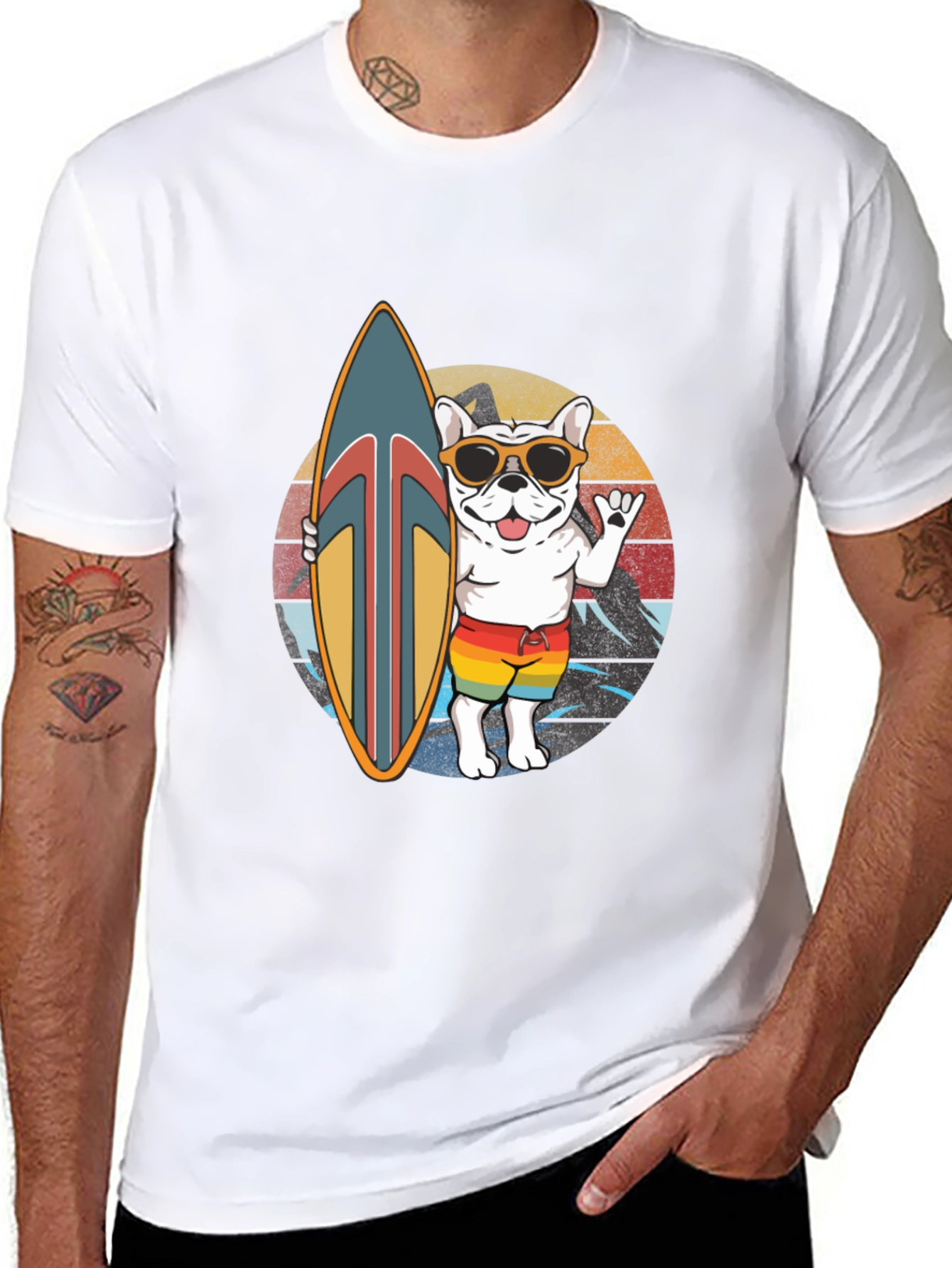 Surfing Dog Graphic Tee - Summer Vibes