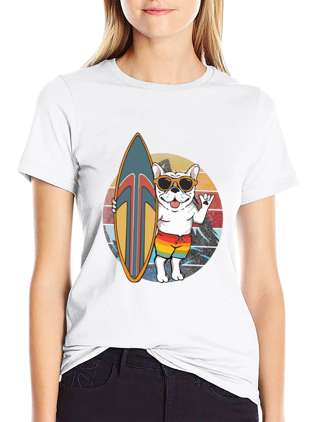 Surfing Dog Graphic Tee - Summer Vibes