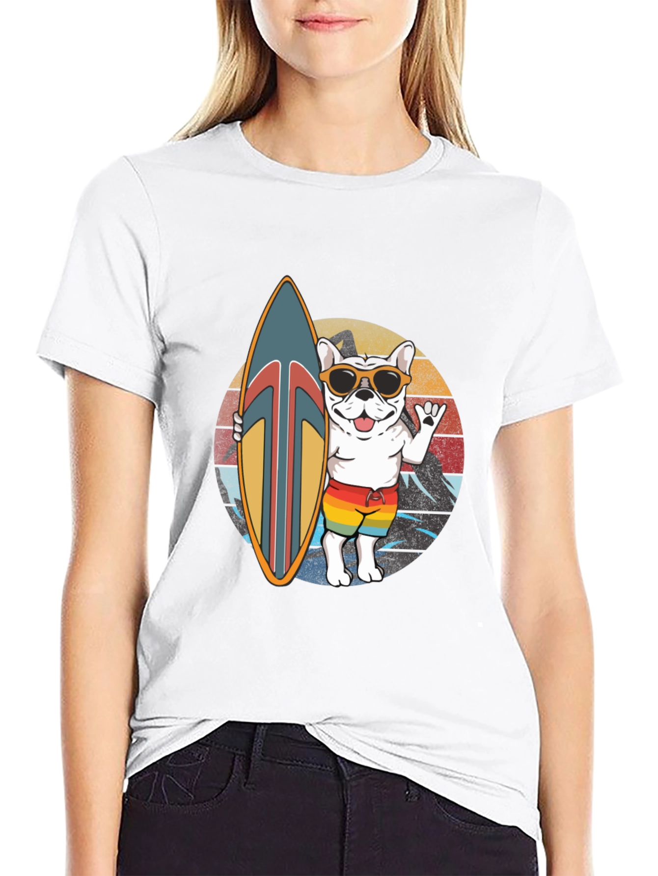 Surfing Dog Graphic Tee - Summer Vibes