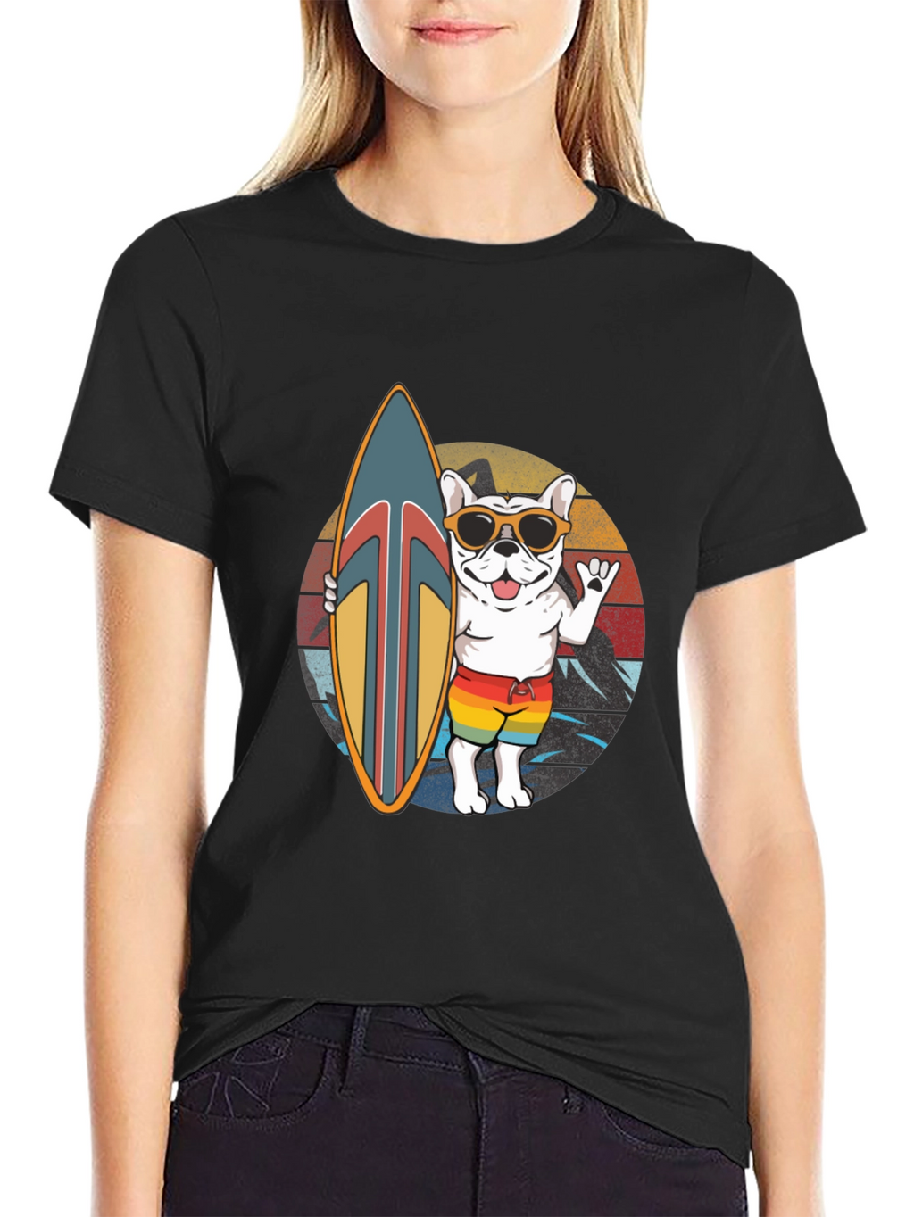 Surfing Dog Graphic Tee - Summer Vibes