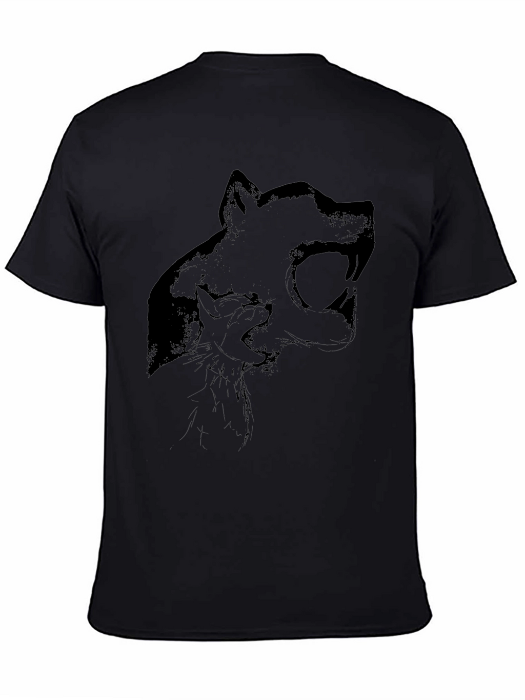 Black T-Shirt with Wolf Graphic