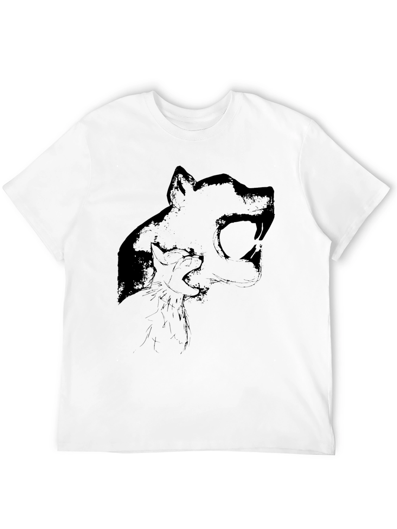 Black T-Shirt with Wolf Graphic