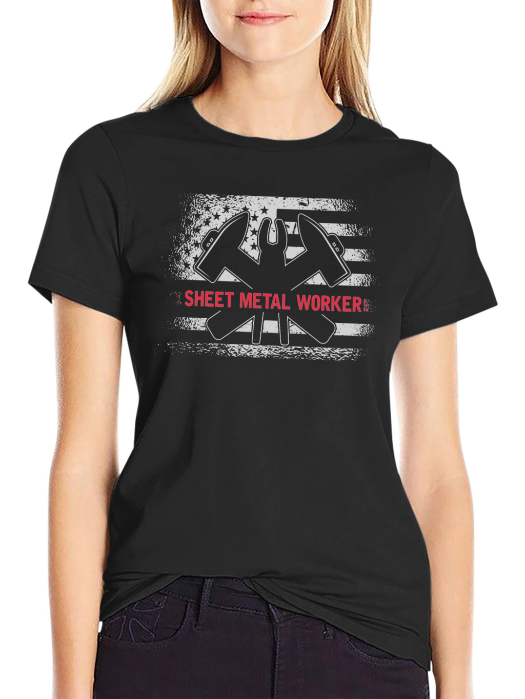 Sheet Metal Worker T-Shirt Patriotic Design