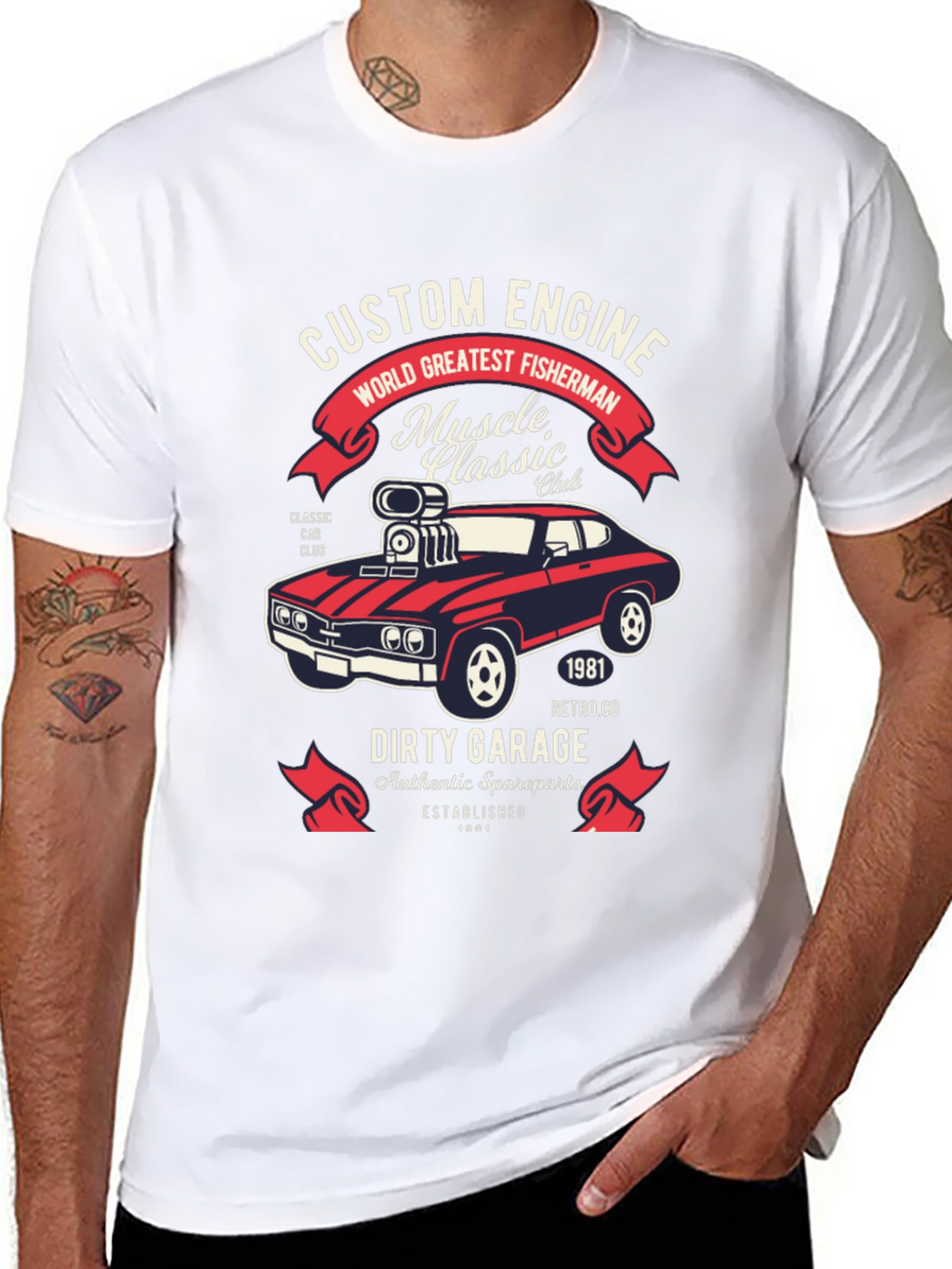 Custom Engine T-Shirt: Muscle Car Classic