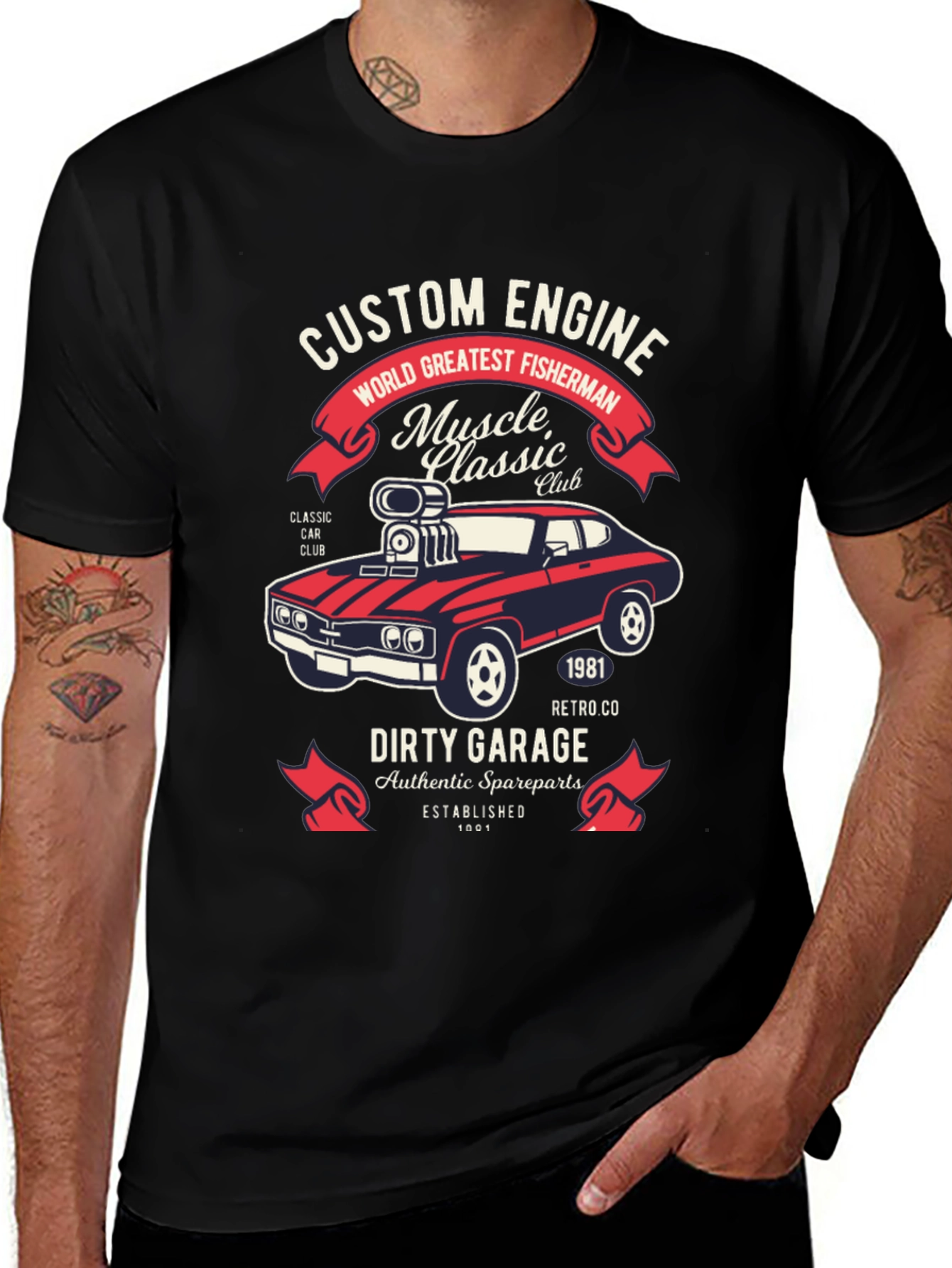 Custom Engine T-Shirt: Muscle Car Classic