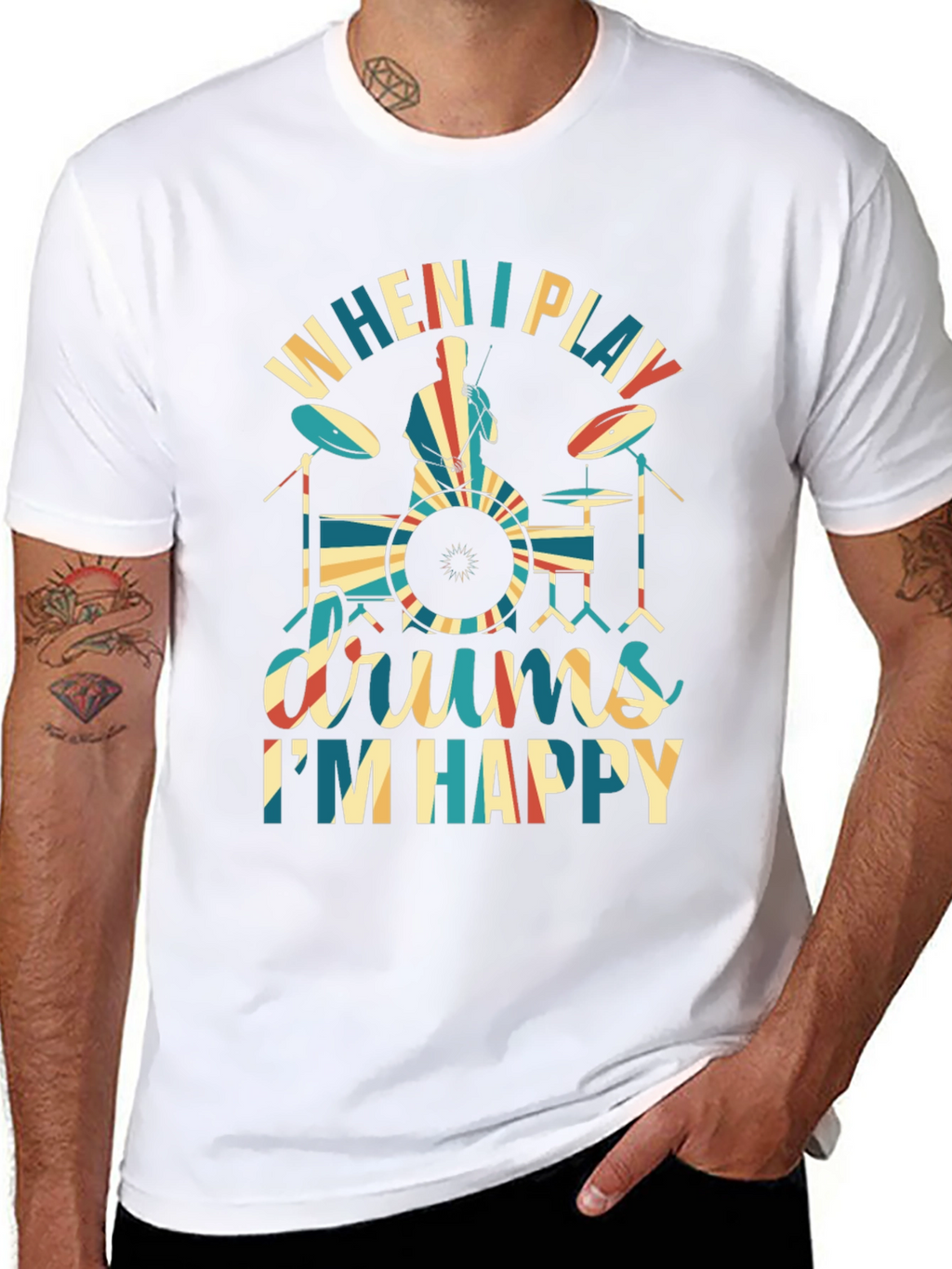 Drummer T-Shirt: When I Play Drums Im Happy