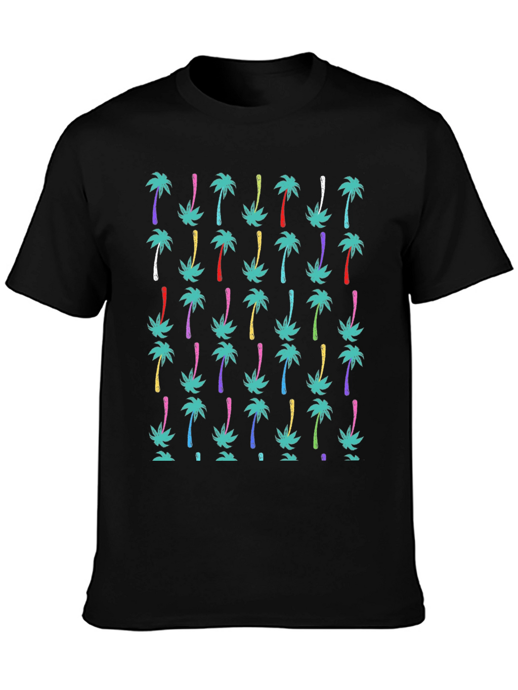 Tropical Palm Tree Print Black T-Shirt