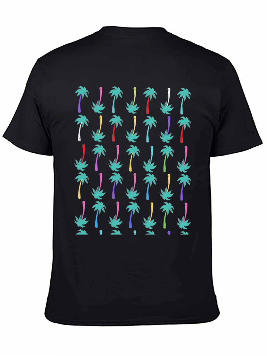 Tropical Palm Tree Print Black T-Shirt